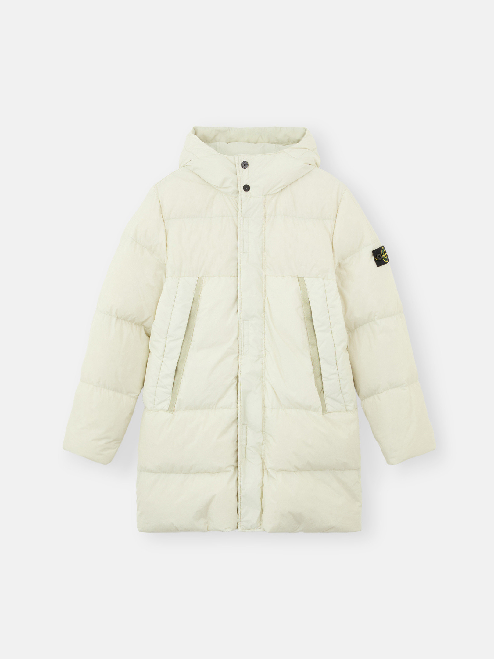 Off White 40123 CRINKLE REPS RECYCLED NYLON Wind Resistant Down Parka with Zip Stone Island NL