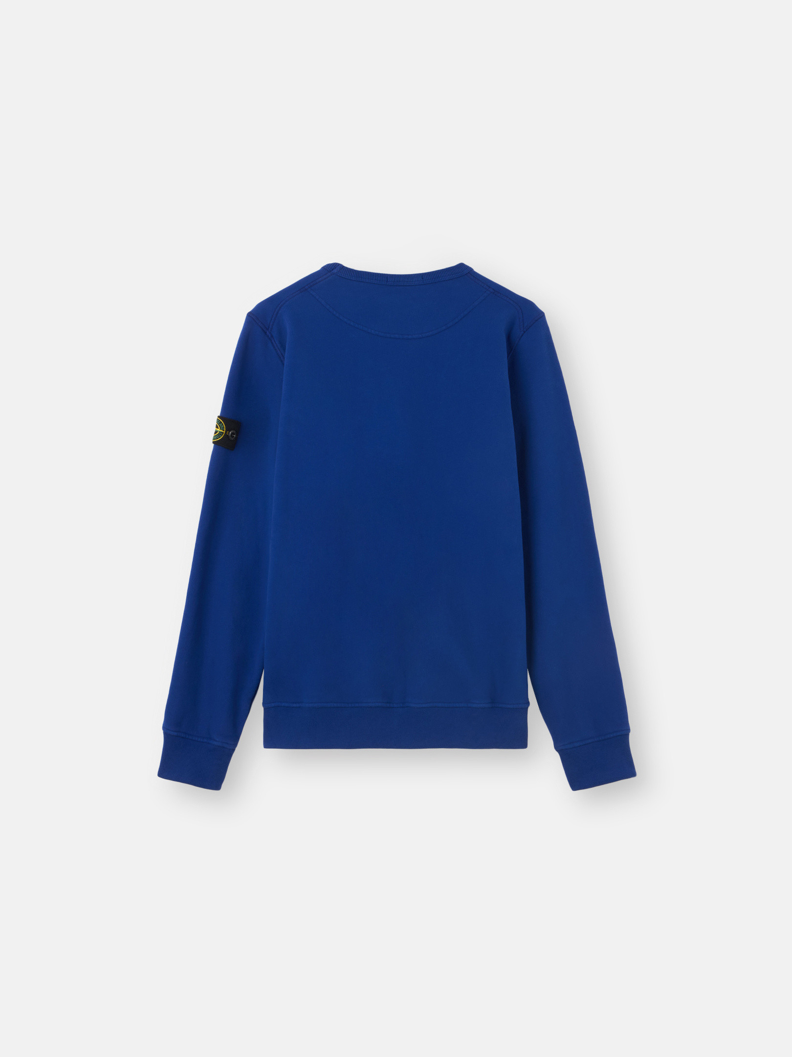 Bright Blue 61320 ORGANIC COTTON FLEECE Crewneck Sweatshirt with Overstitched Details Stone Island GB