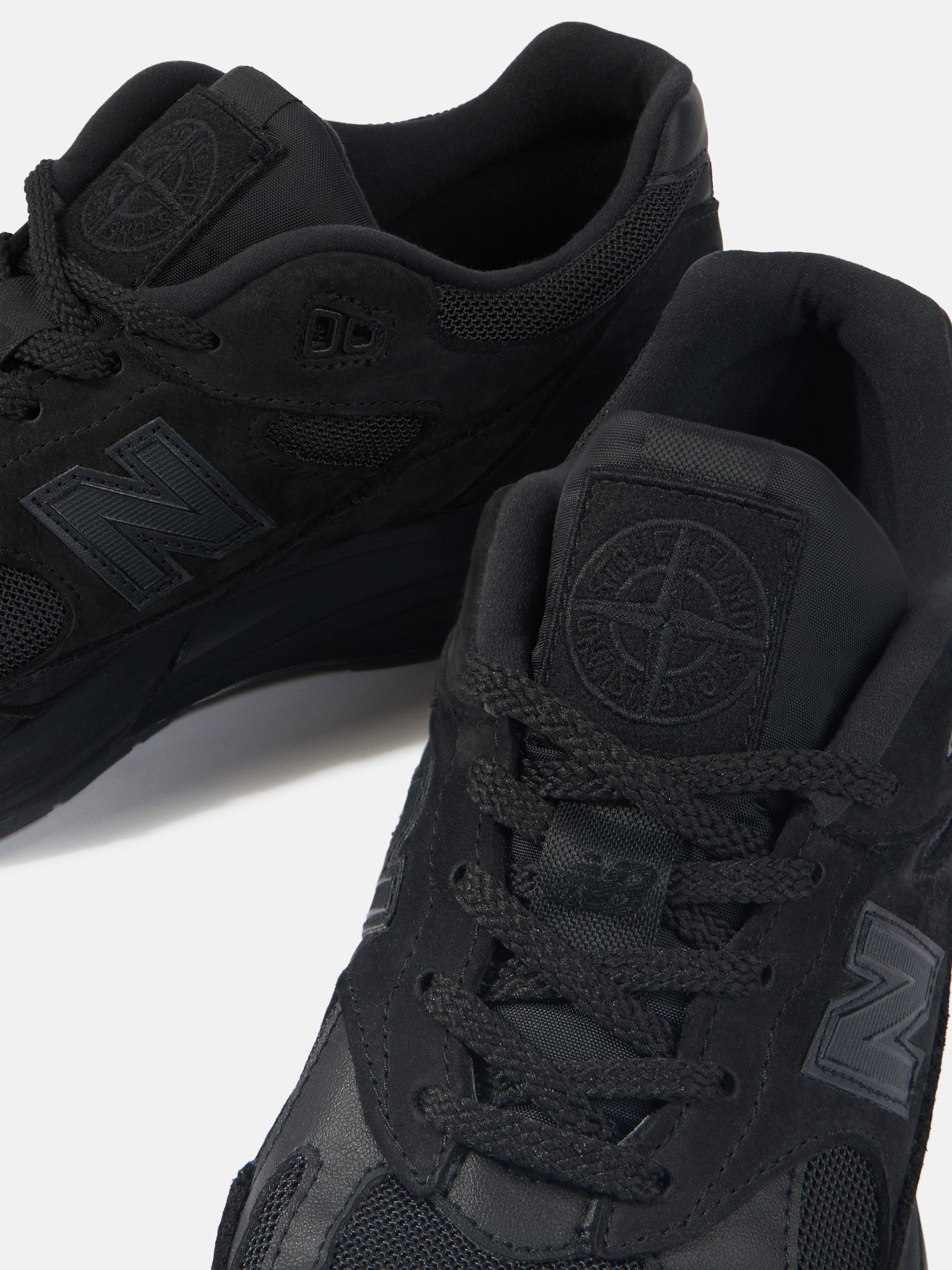 Black STONE ISLAND NEW BALANCE MADE IN UK 991V2 GHOST Leather and Mesh Trainer with Logo Details Stone Island HR