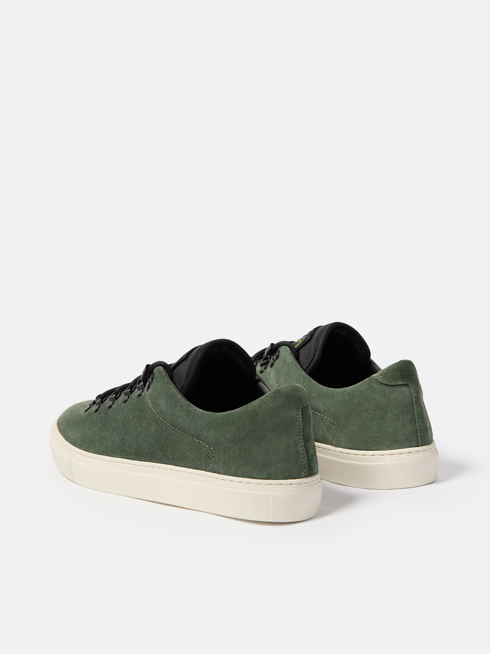 Musk Green S0102 SUEDE LEATHER Lace-Up Sneaker with Logo | Stone 