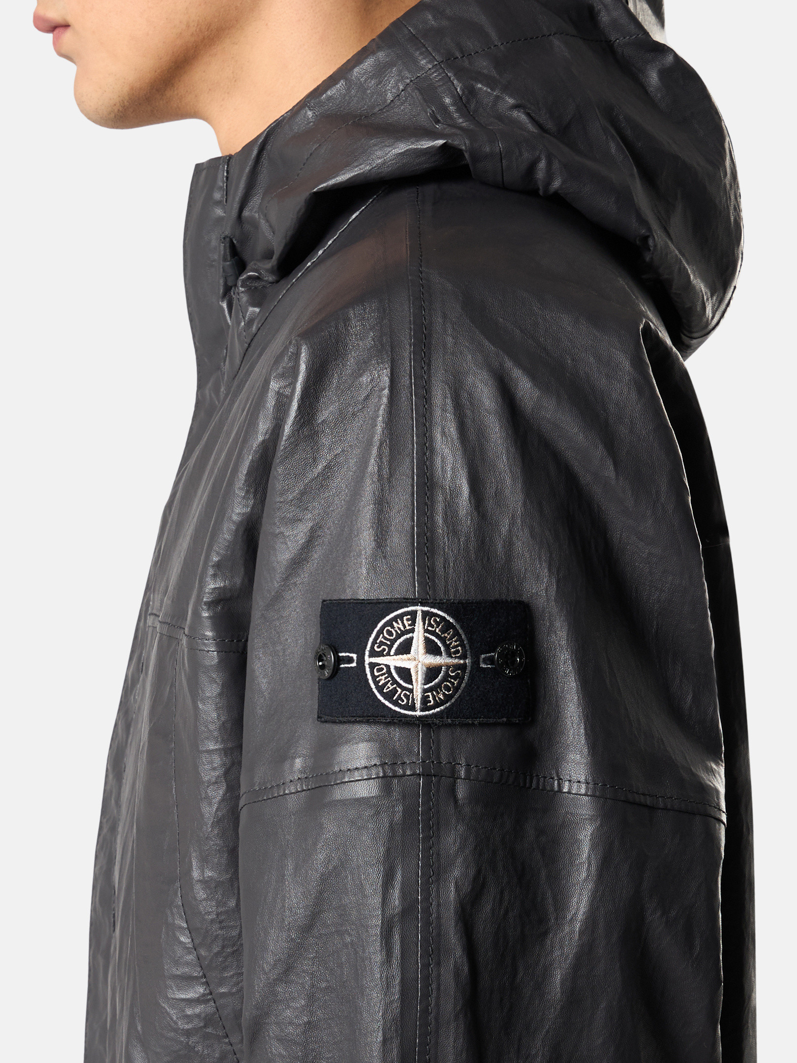Charcoal Grey 0100002 LIGHT LEATHER ORGANZA Hooded jacket