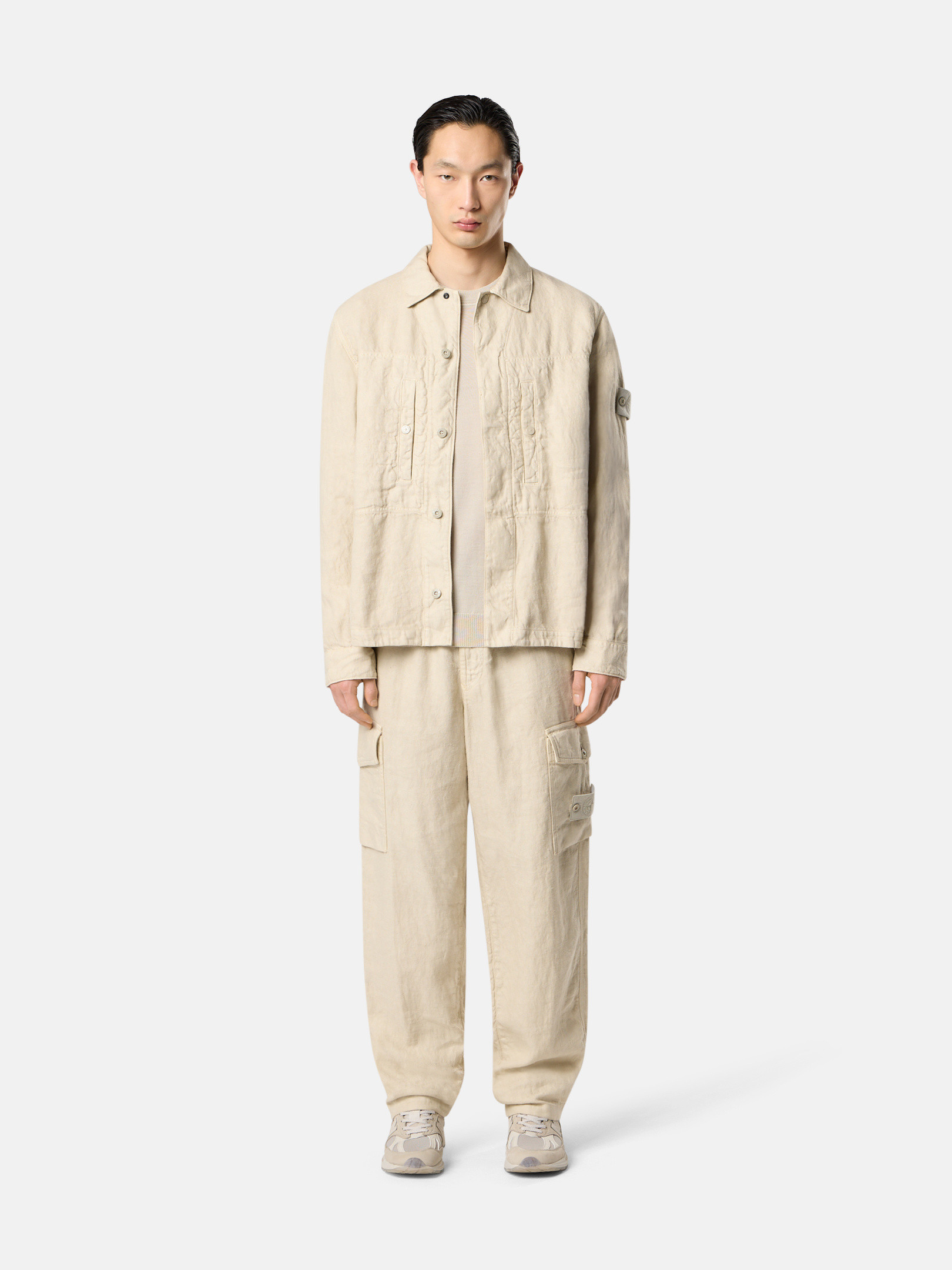 ベージュ 1200010 DIAGONAL LINEN_STONE ISLAND GHOST オーバー