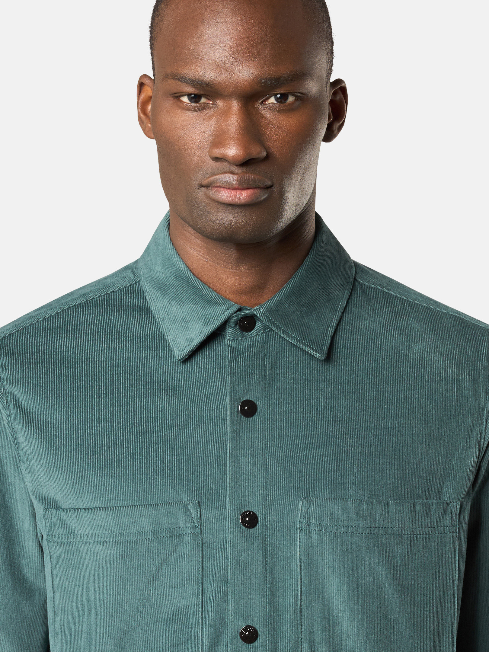 Bottle Green 1200113 COTTON MICRO-CORDUROY Overshirt with Bottle Green 1200113 COTTON MICRO-CORDUROY Overshirt with