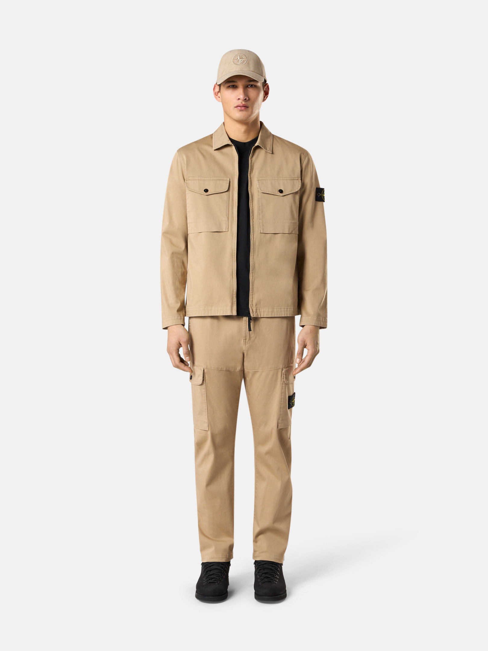 Men's long-sleeve Overshirts: wool, corduroy, cotton | Stone