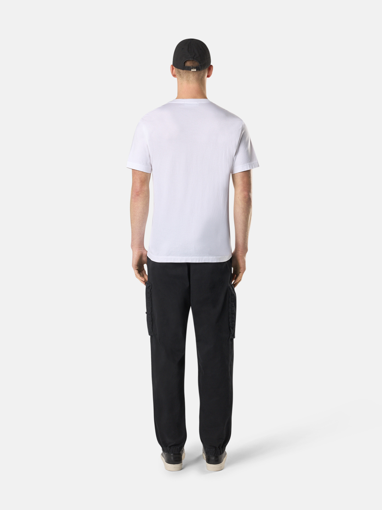 White Slim fit V-neck T-shirt with Compass patch 2100001 60