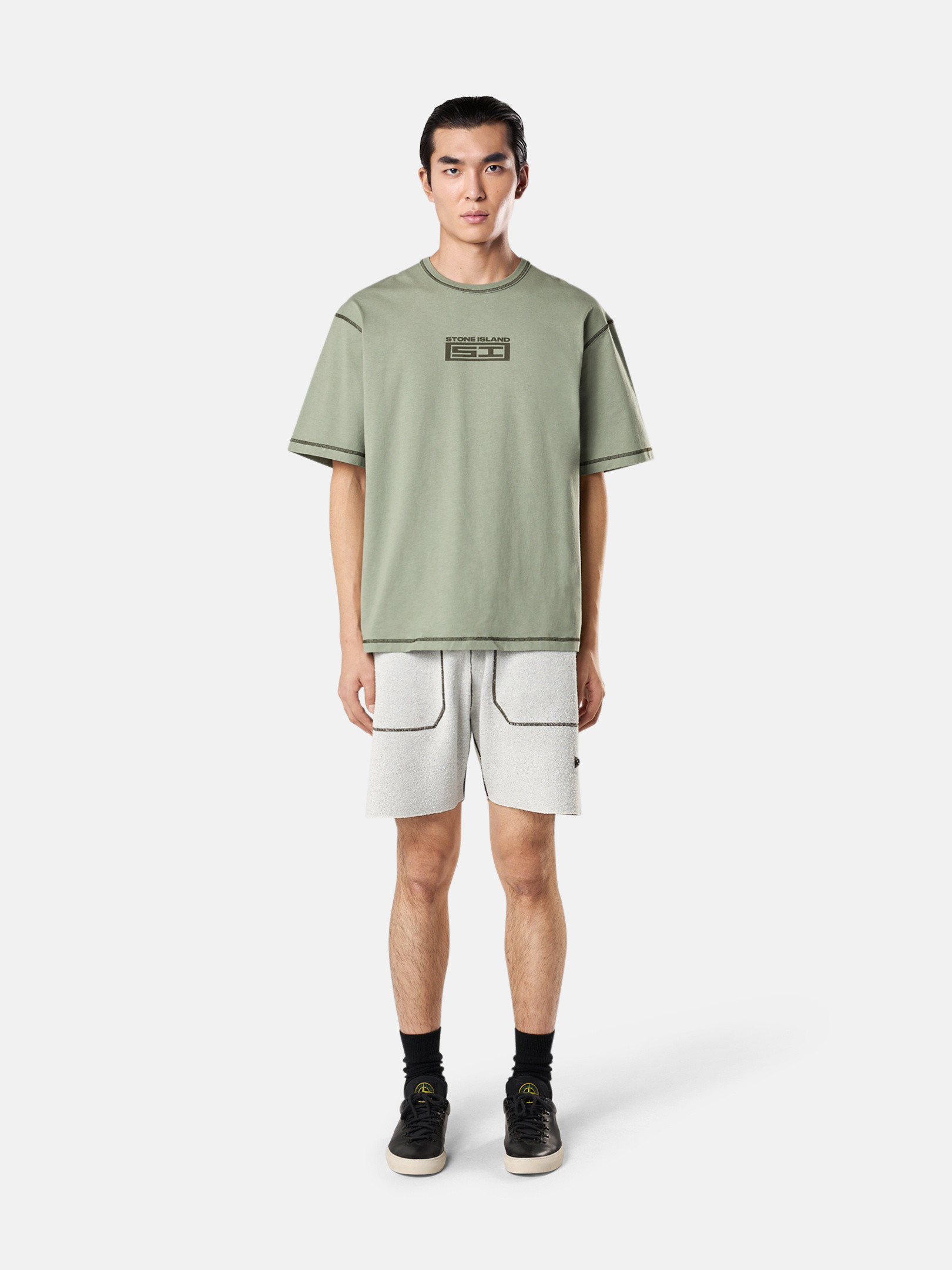 ☆関税込み☆【Stone 】Cotton short sleeve t-shirt GreenStackedShortShirt-4x3-