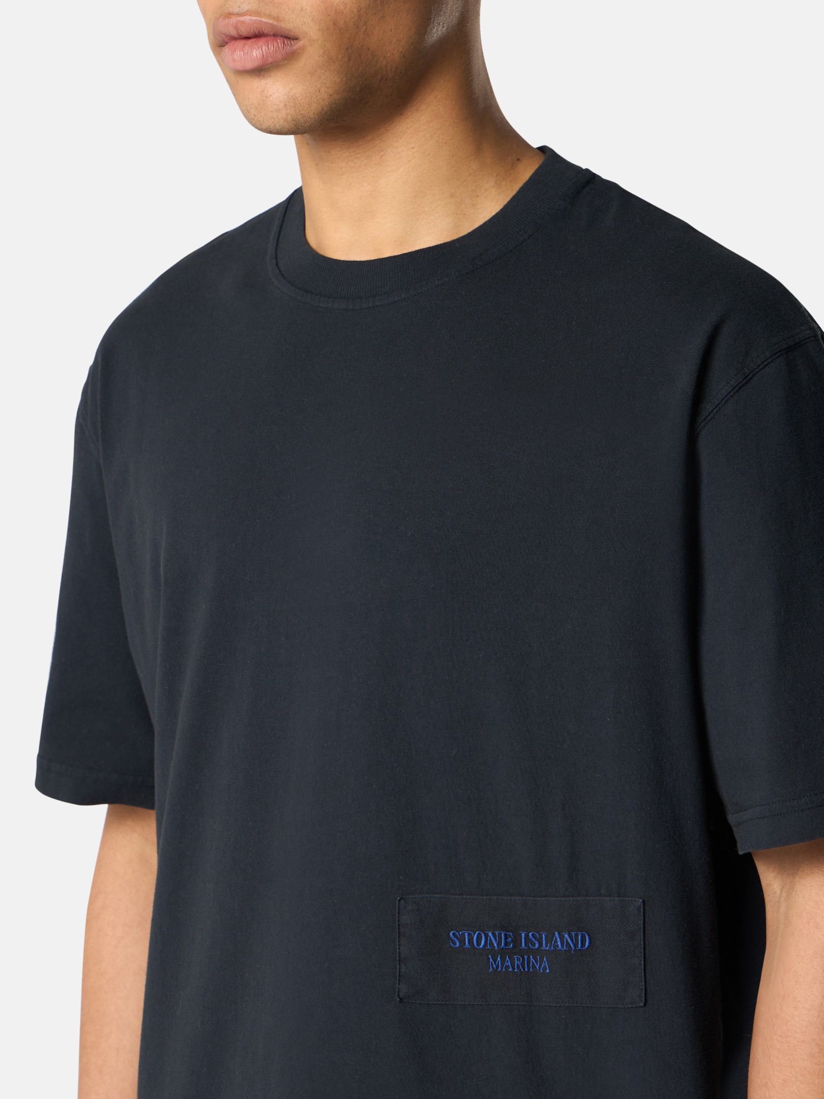 Navy Blue 2100023 COMBED ORGANIC COTTON JERSEY_STONE ISLAND