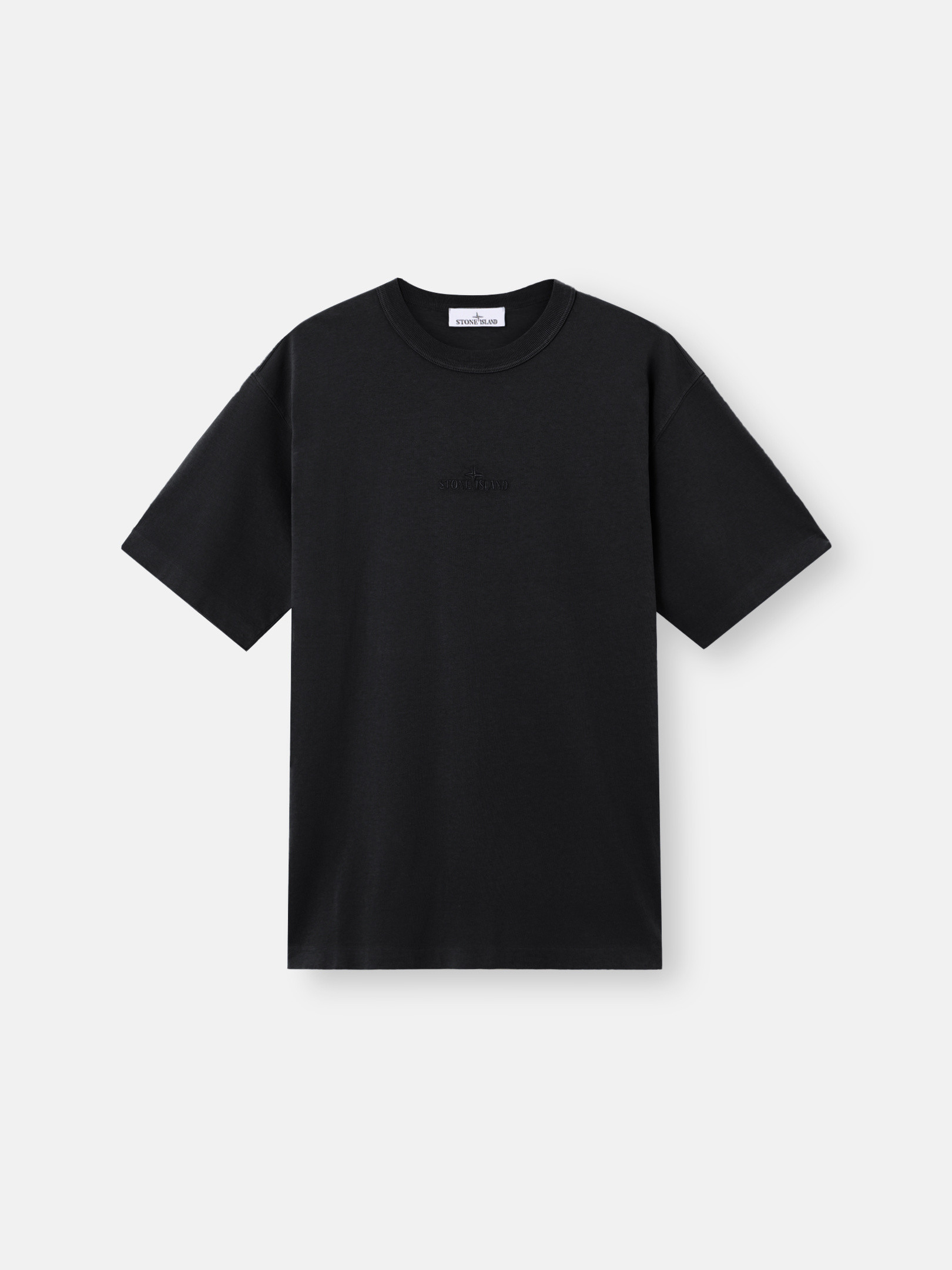 Tシャツ・カットソー STONE ORGANIC COTTON T-SHIRT (2100025 S0115V0029) Black T-shirt with logo embroidery 2100025 ORGANIC COTTON