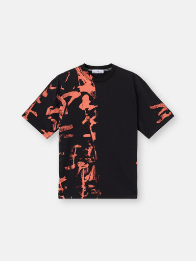 STONE  「コンパス カモ」プリント コットン Tシャツ ブラック 2100036 COMBED ORGANIC COTTON JERSEY ショート