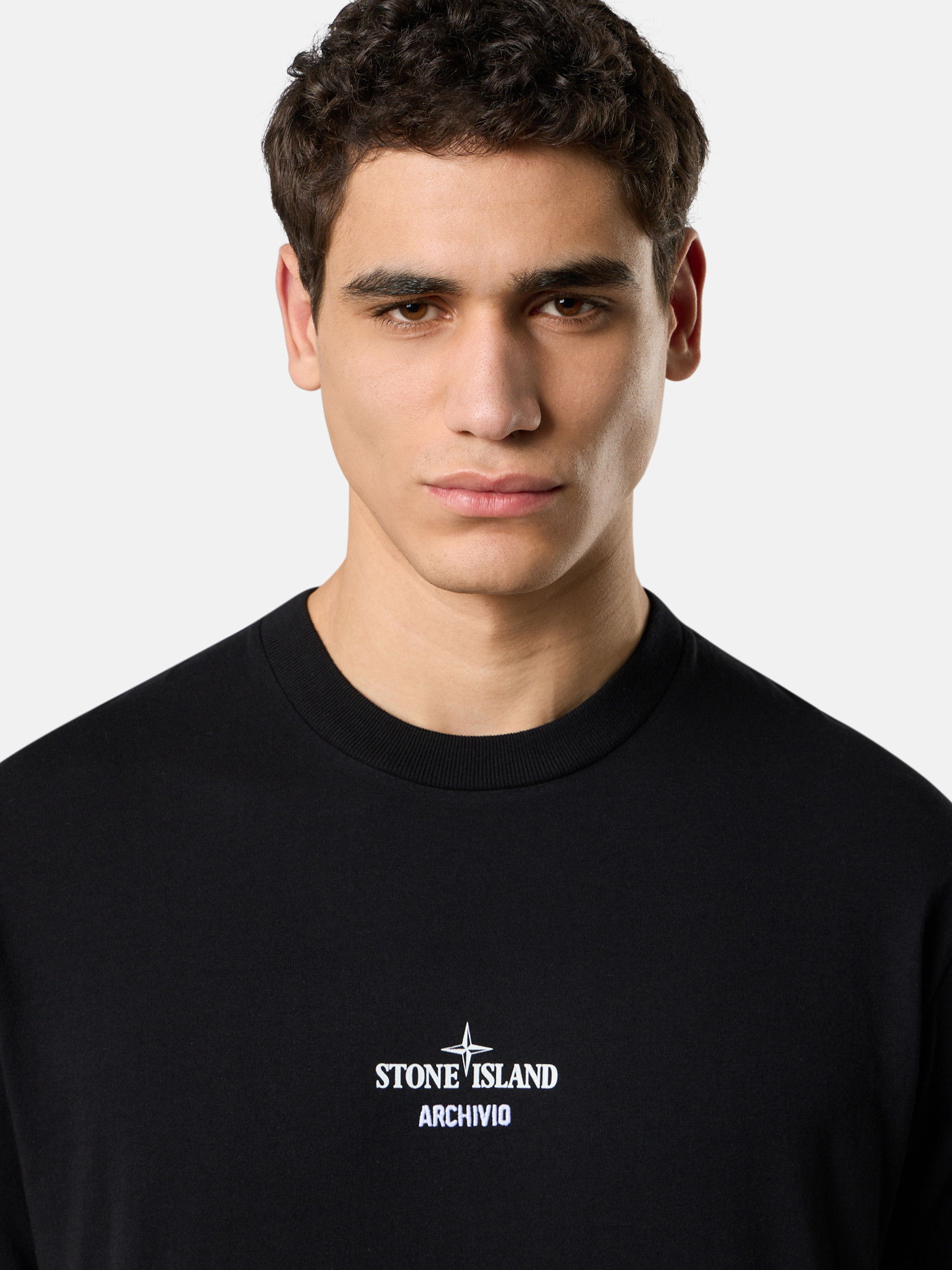 STONE  ショートスリーブ Tシャツ 'Archivio'プリント ネイビーブルー 2100034 COMBED ORGANIC COTTON JERSEY ショート