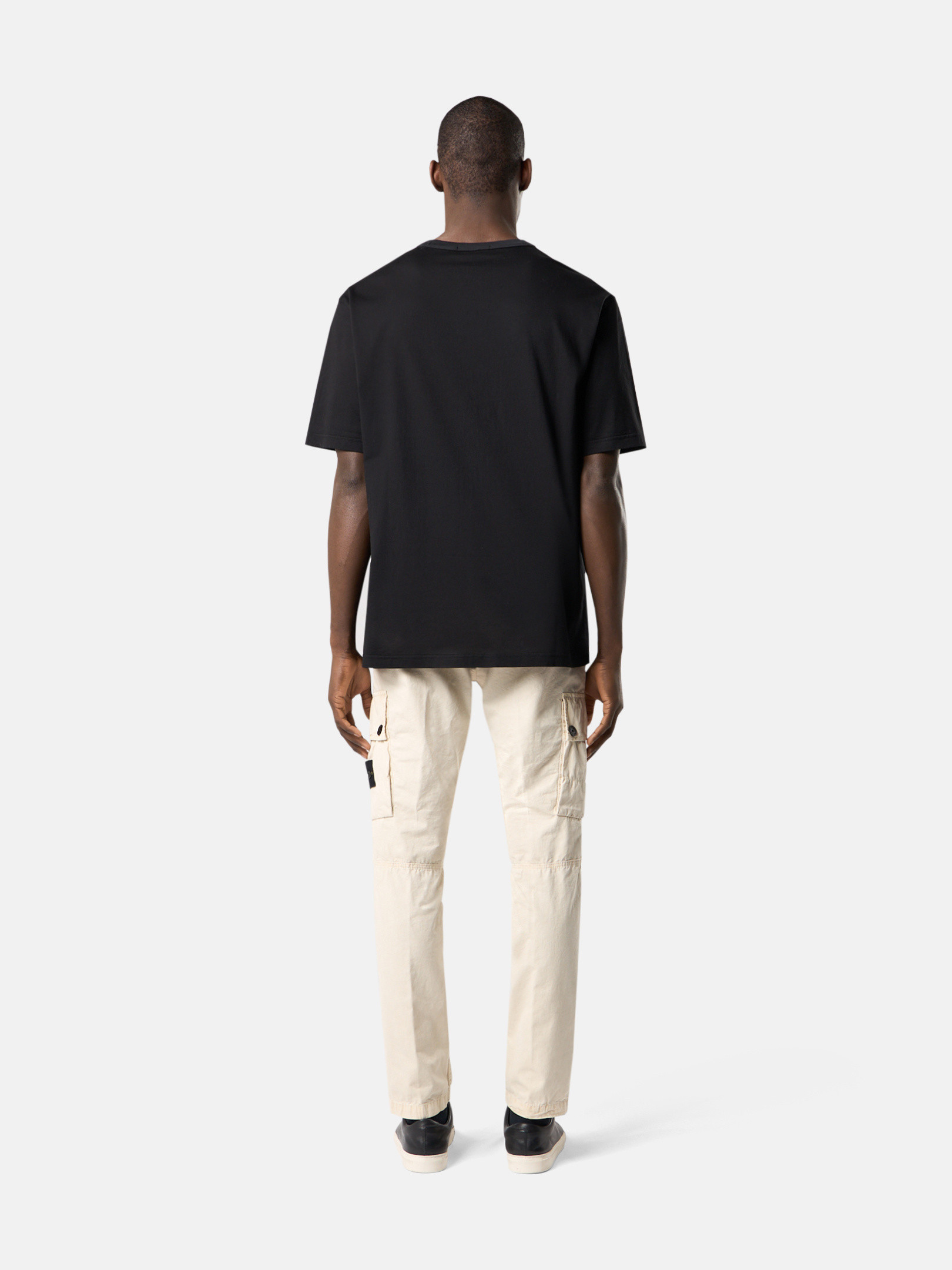 Tシャツ・カットソー STONE  Cotton jersey t-shirt (2100038 S0175V0093) Black Short-sleeve T-shirt with logo embroidery 2100038