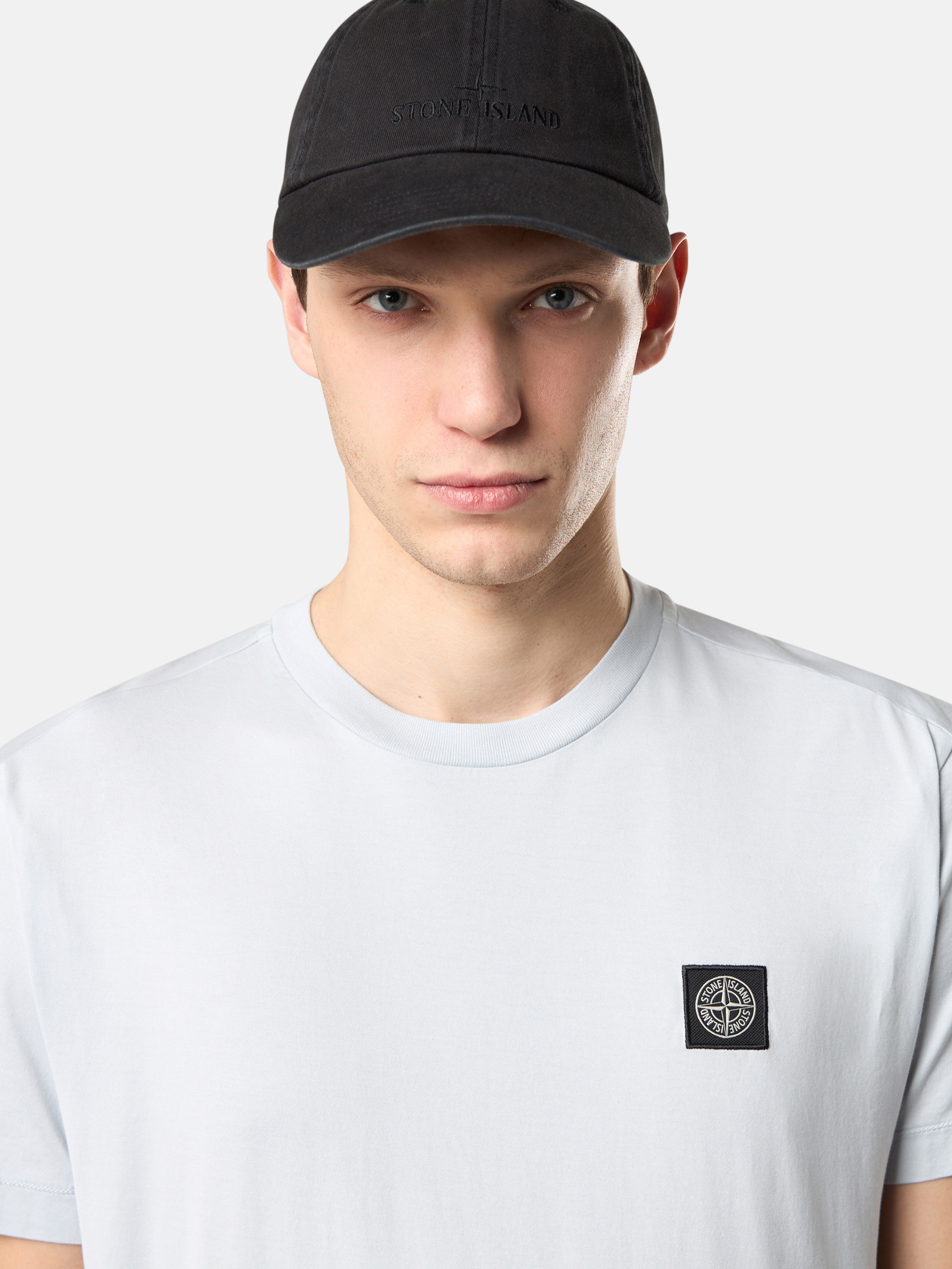 Sky Blue Slim-fit T-shirt with Compass logo patch 2100039 60