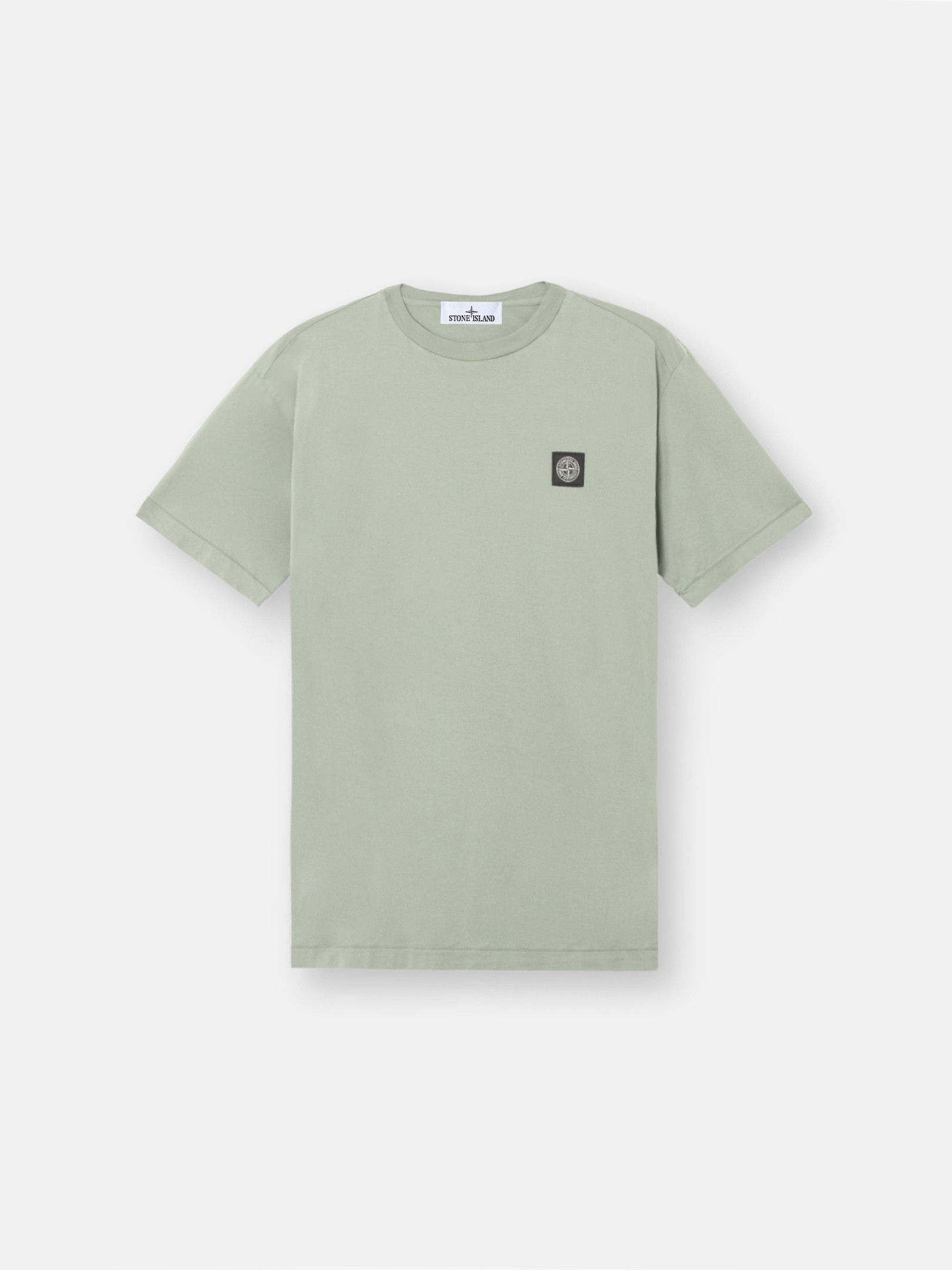 Tシャツ・カットソー STONE Men T-shirt Green 2100039S0013 V0053 Sage Green Slim fit T-shirt with Compass logo patch 2100039