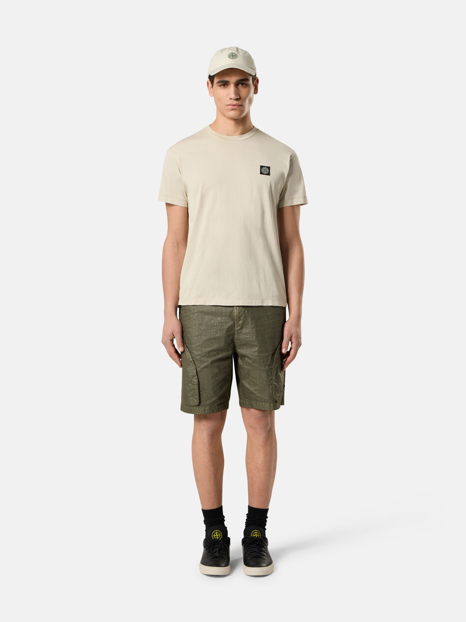 Sand Slim fit T-shirt with Compass logo patch 2100039 60/2