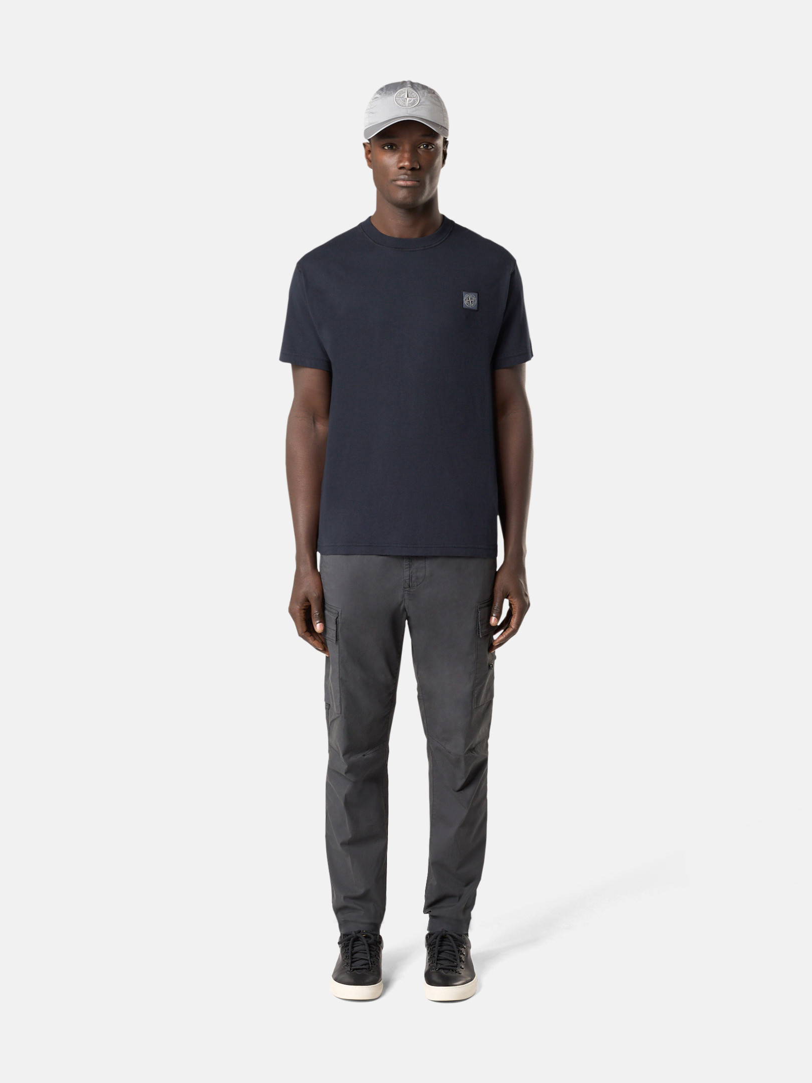 Navy Blue 2100237 ORGANIC COTTON JERSEY 'FISSATO' EFFECT