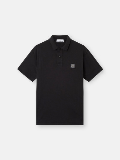 Black 2200205 ORGANIC COTTON JERSEY 'FISSATO' EFFECT Short-sleeve polo ...