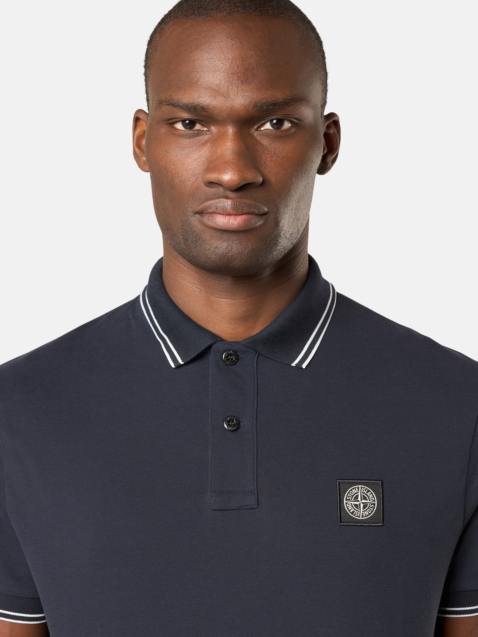 ★STONE ★22002SC Organic Cotton Elastane Pique T★ Navy Blue 22002SC ORGANIC COTTON ELASTANE PIQUÉ Slim-fit