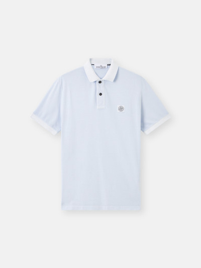★STONE ★22002SC Organic Cotton Elastane Pique TShirt Bottle Green Slim-fit polo shirt with Compass patch 22002SC