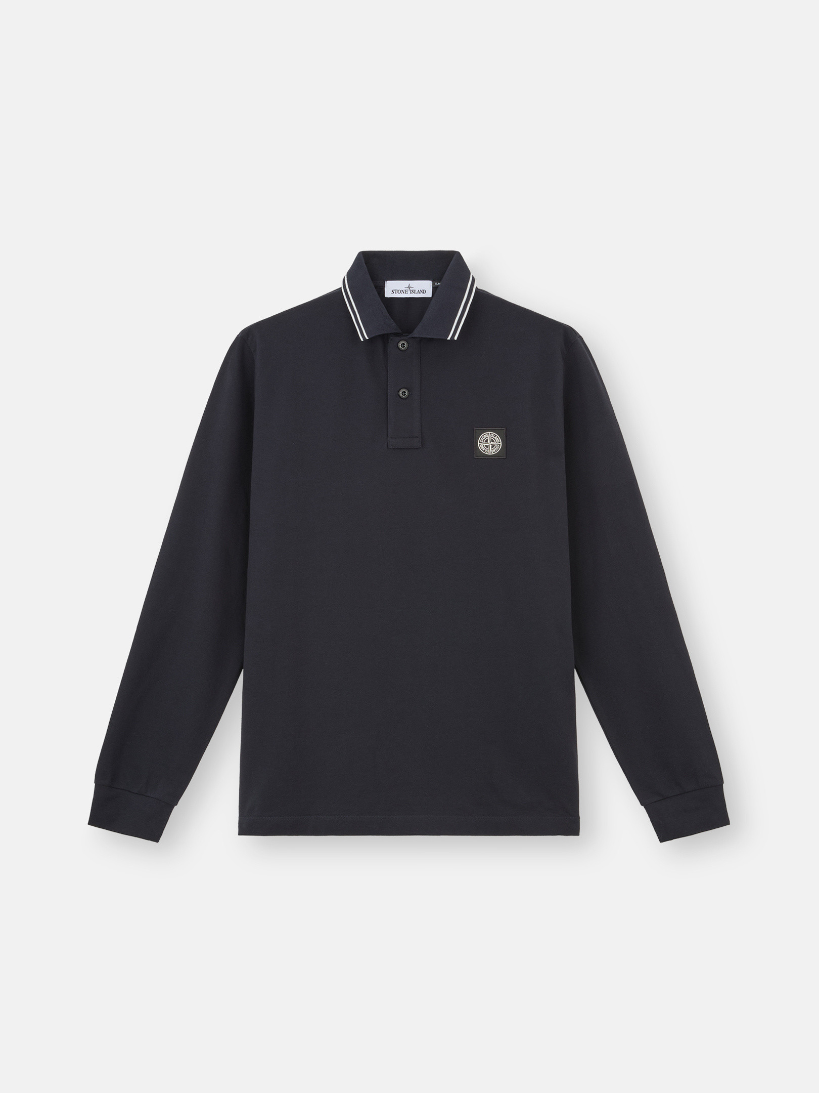 ネイビーブルー 22002SL ORGANIC COTTON ELASTANE PIQUÉ スリムフィット ロングスリーブ ポロシャツ  Compassパッチ | Stone Island JP