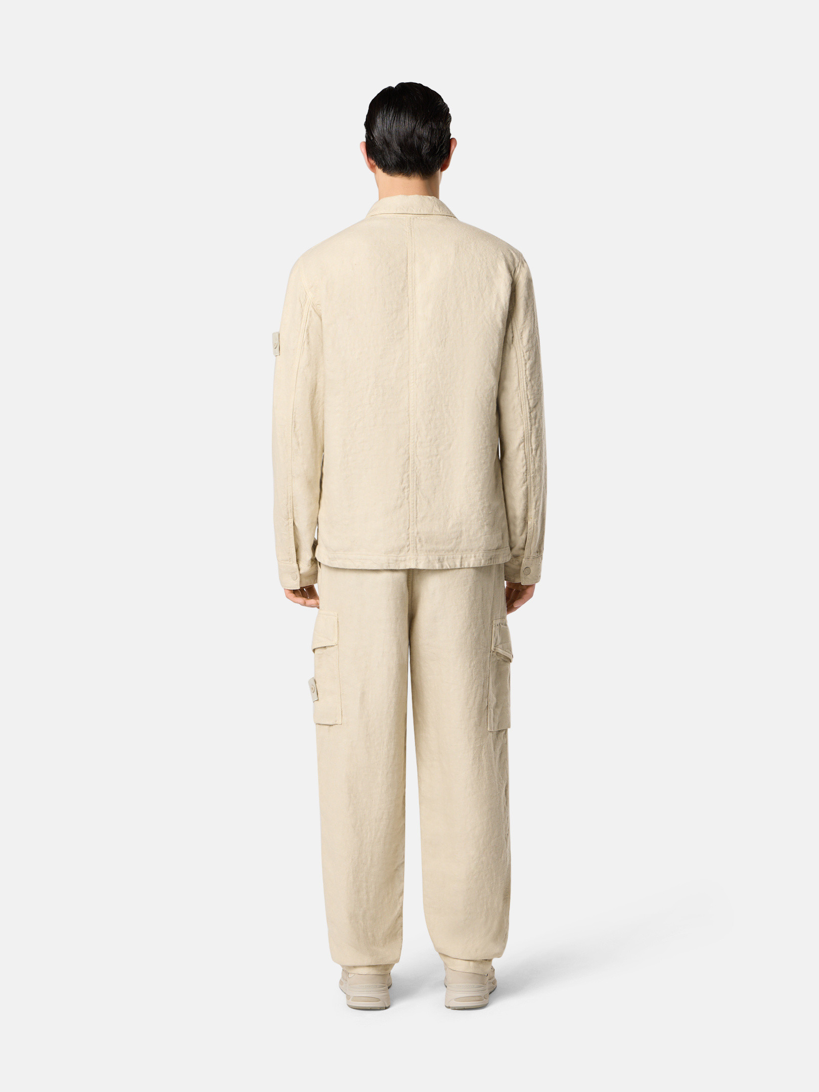 Beige 3100029 DIAGONAL LINEN_STONE ISLAND GHOST Regular-fit