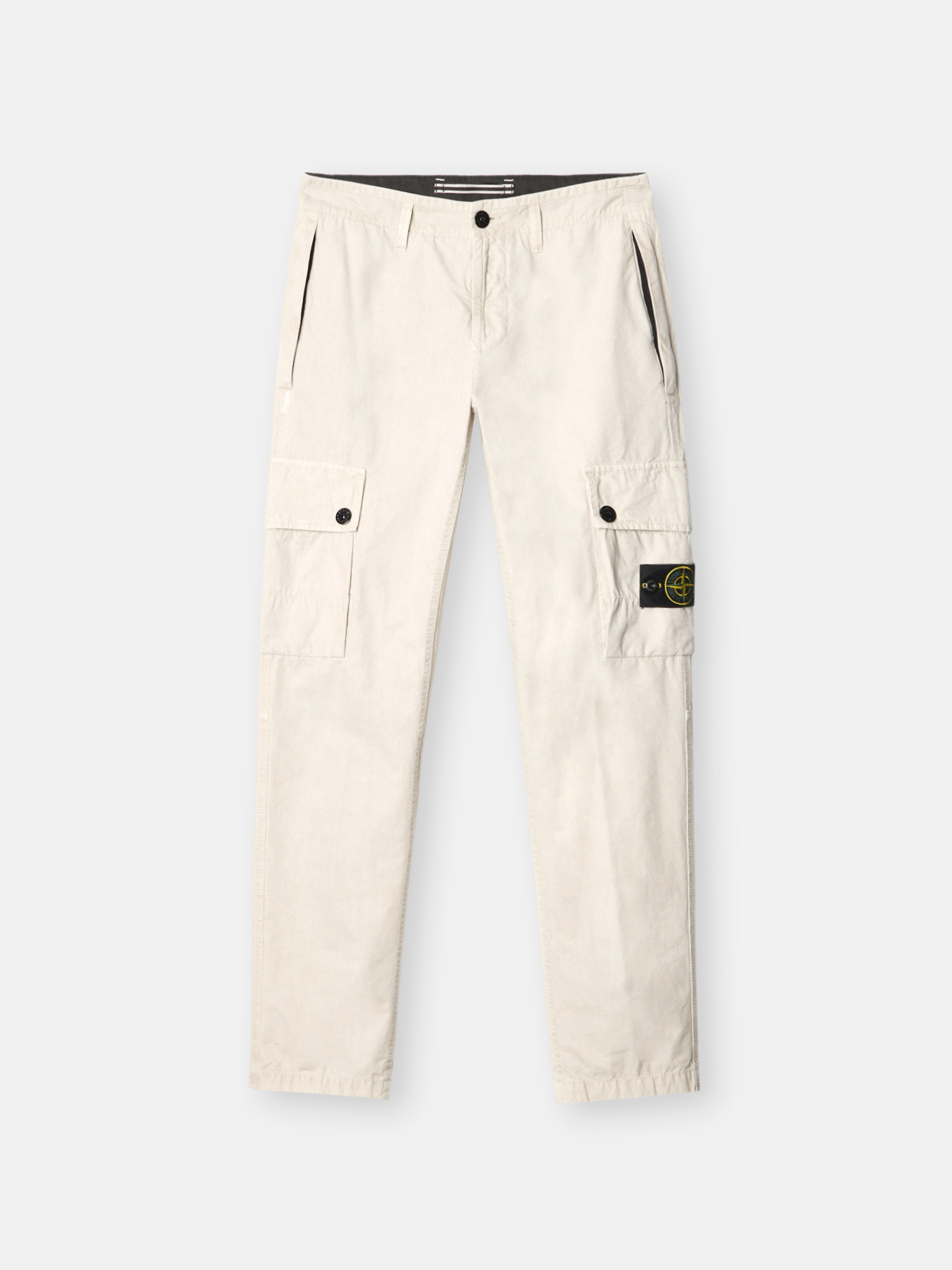 Stone Island Badge Left Leg Chino Trousers In Neutral