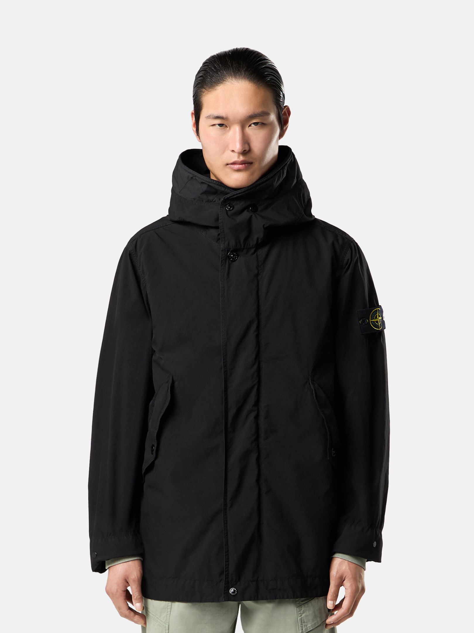 【関税込み】STONE  LIGHT COMPACT TOUCH POLY-TC' PARKA Military Green Parka with matt appearance and anti-drop