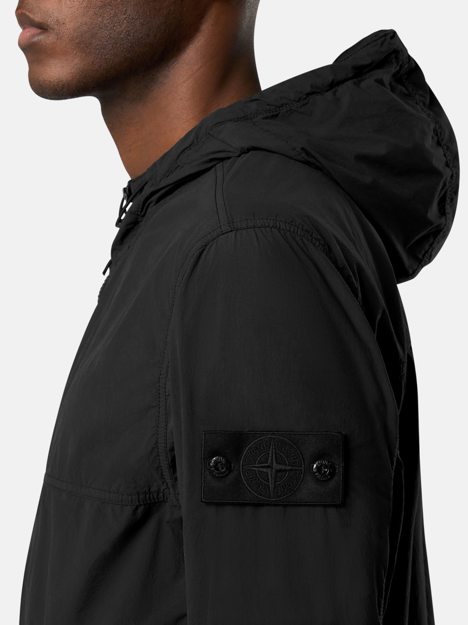 Black 4100032 NYLON SMERIGLIATO_STONE ISLAND GHOST Hooded Black 4100032 NYLON SMERIGLIATO_STONE ISLAND GHOST Hooded