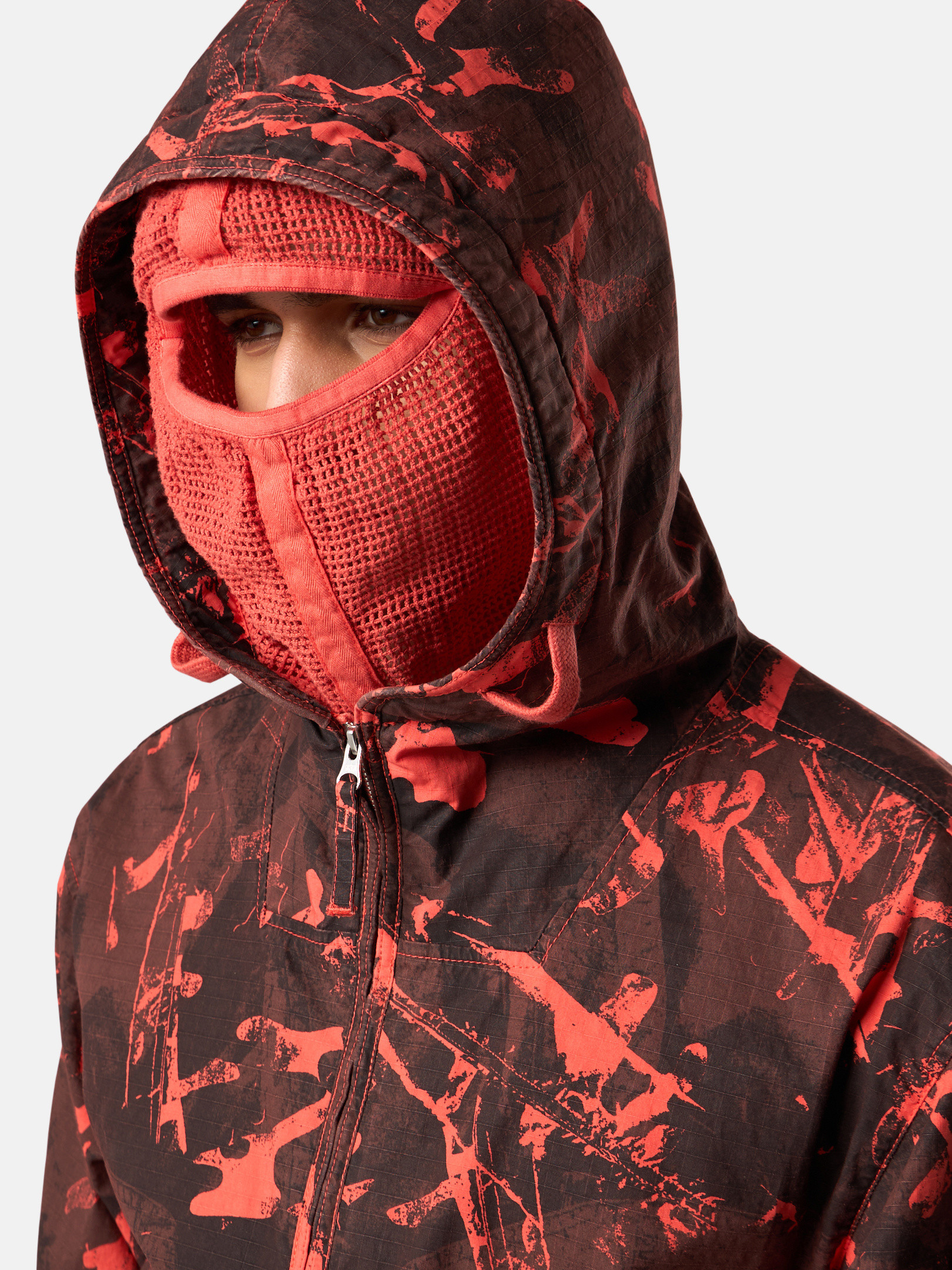 Black 4100069 SCAN CAMO ON STRETCH RIPSTOP-OVD Hooded jacket
