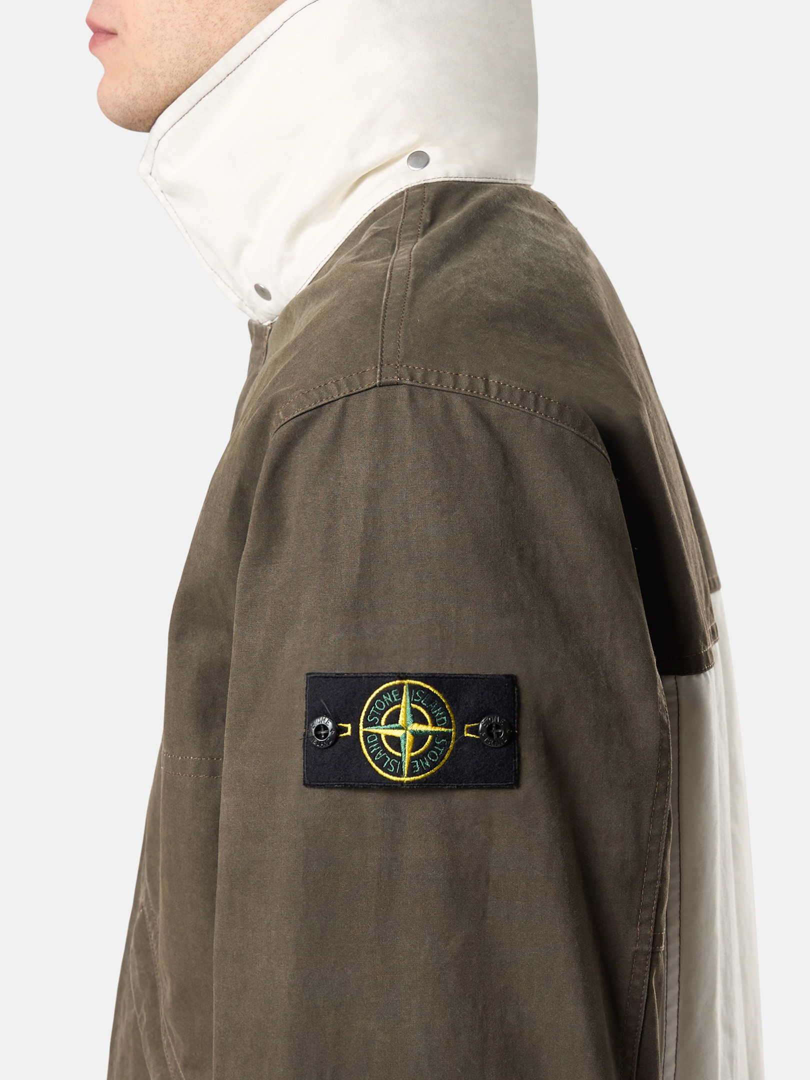 Military Green 4100080 TELA RESINATA Collared jacket with