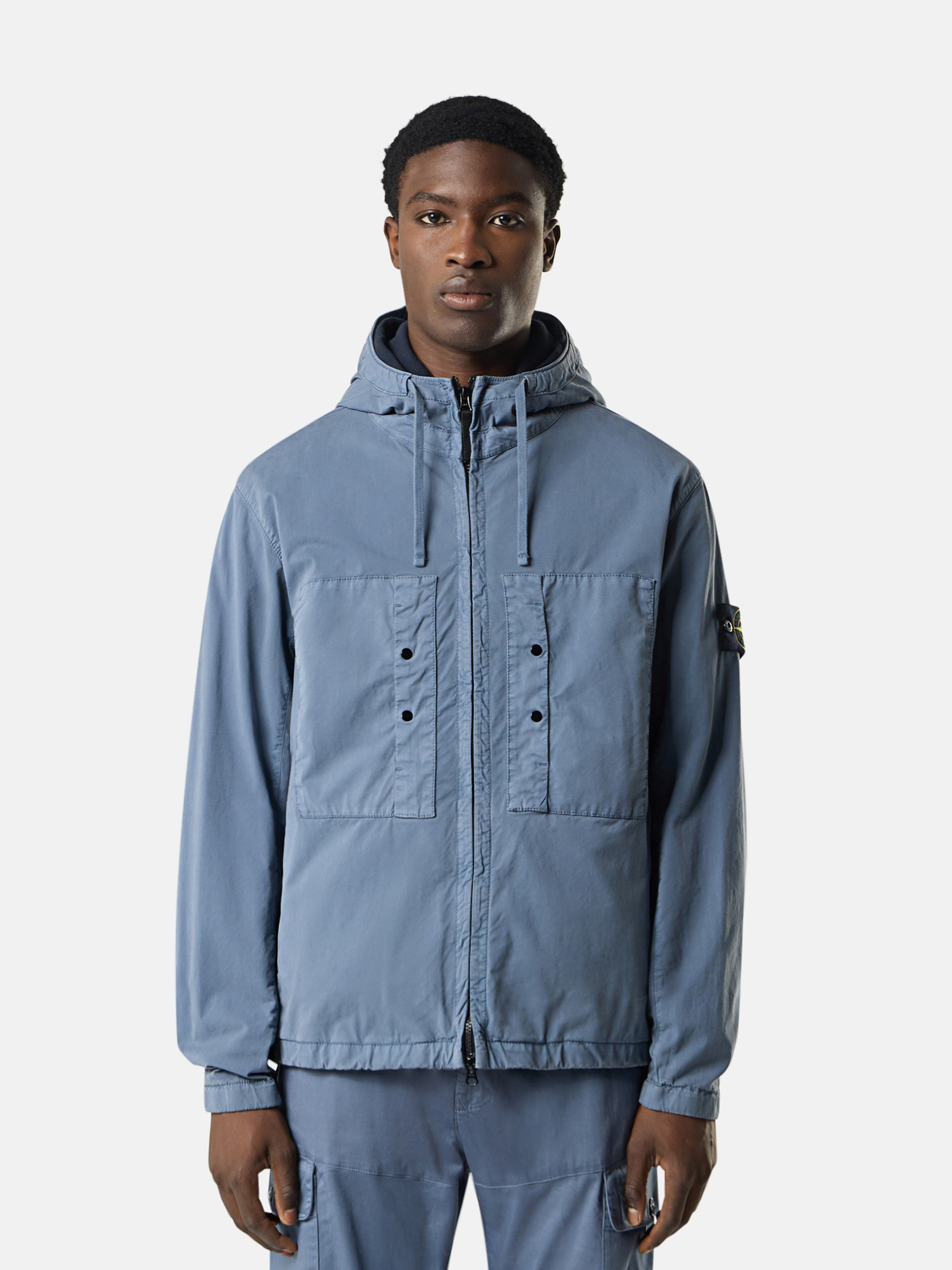 Avio Blue 4100091 SUPIMA® COTTON TWILL STRETCH-TC Hooded
