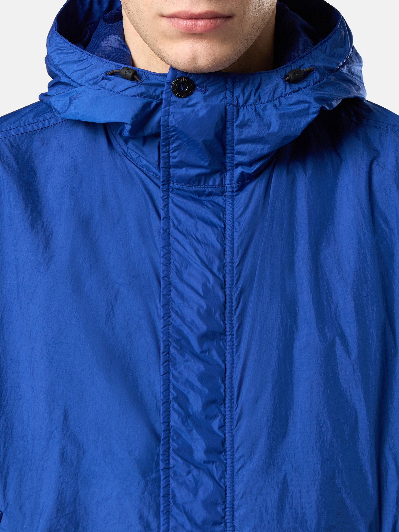 【STONE 】ロゴプリントコットンジャージーフーディ/blue SALE】STONE ISLAND（ストーンアイランド）ウォータープルーフ