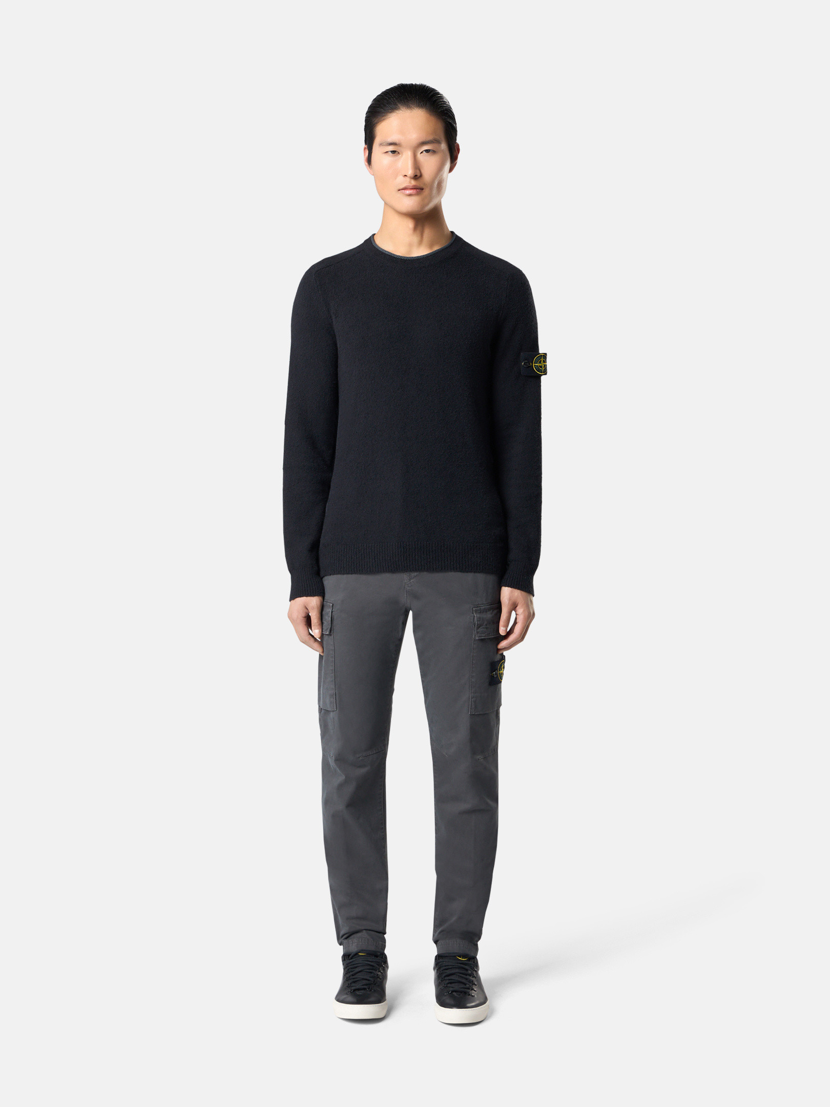 Black Loose Fit Crewneck Jumper with Ribbed Inserts 5100005