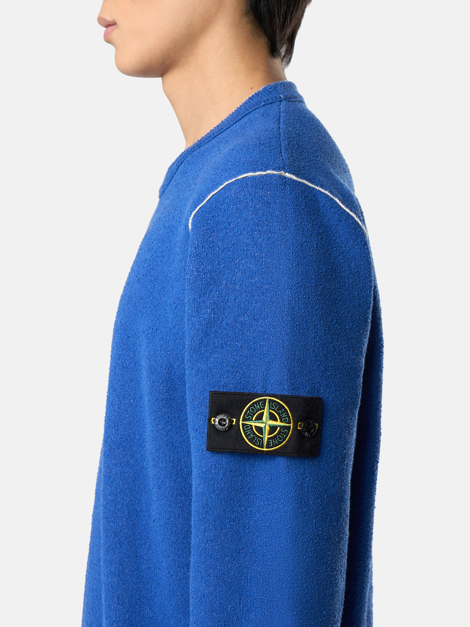 ★送料関税込★Stone  Double Face Cotton Nylon Crewneck Ivory Loose-fit crewneck sweater with contrasting interior