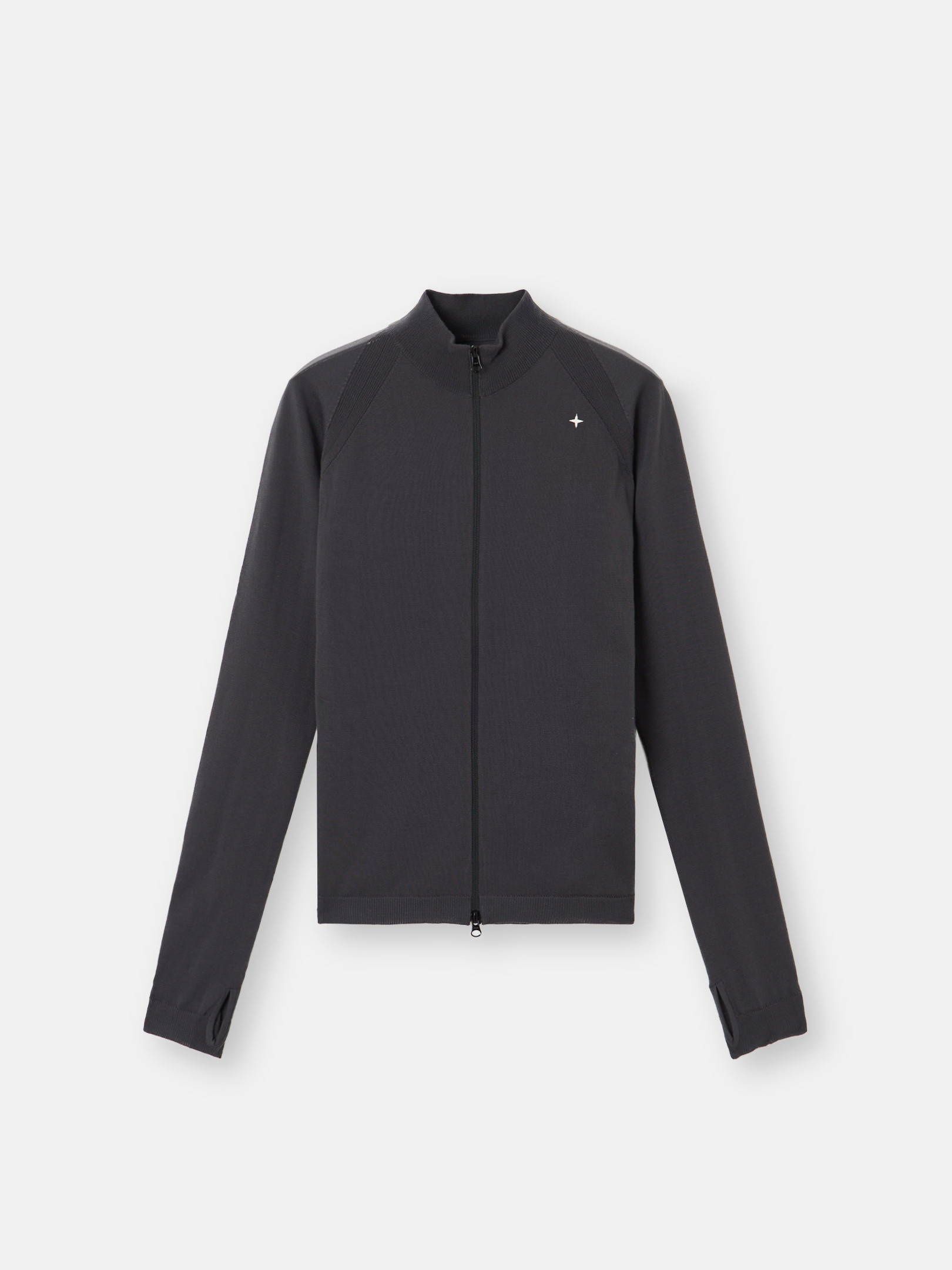 Stone Island Full Zip Cardigan With Thumb Holes At Cuffs