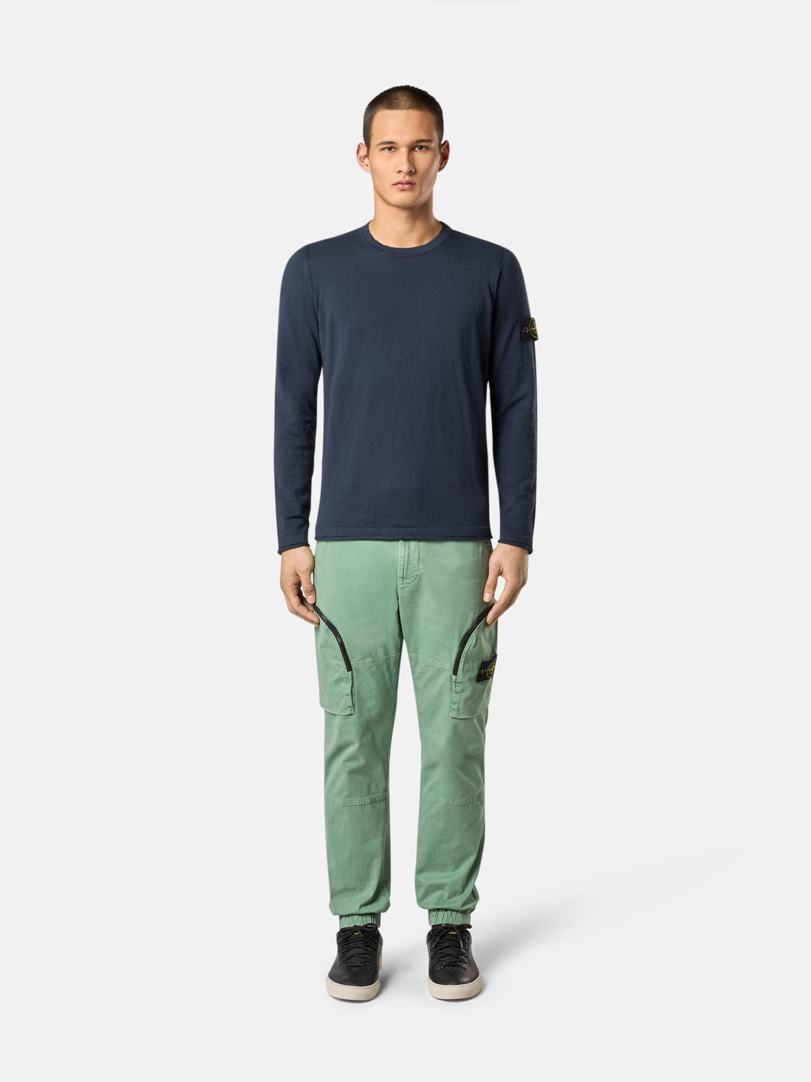 ネイビーブルー 5100052 ORGANIC COTTON WITH NYLON クルー