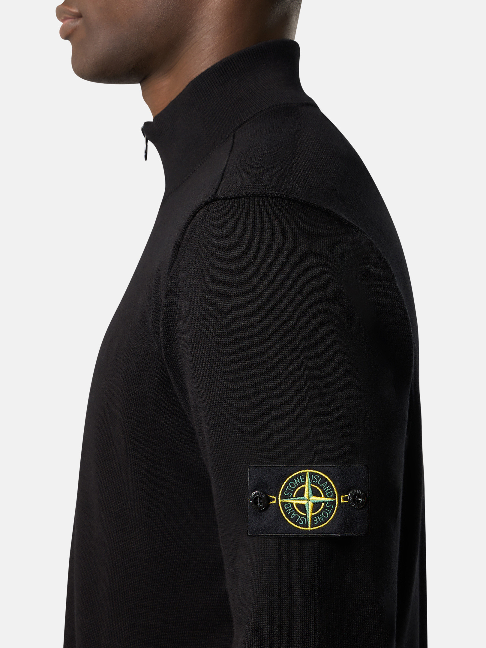STONE ｜SWEATSHIRTS (5100063 Soft Organic Cotton H Black 5100063 SOFT ORGANIC COTTON Half-zip jumper with small