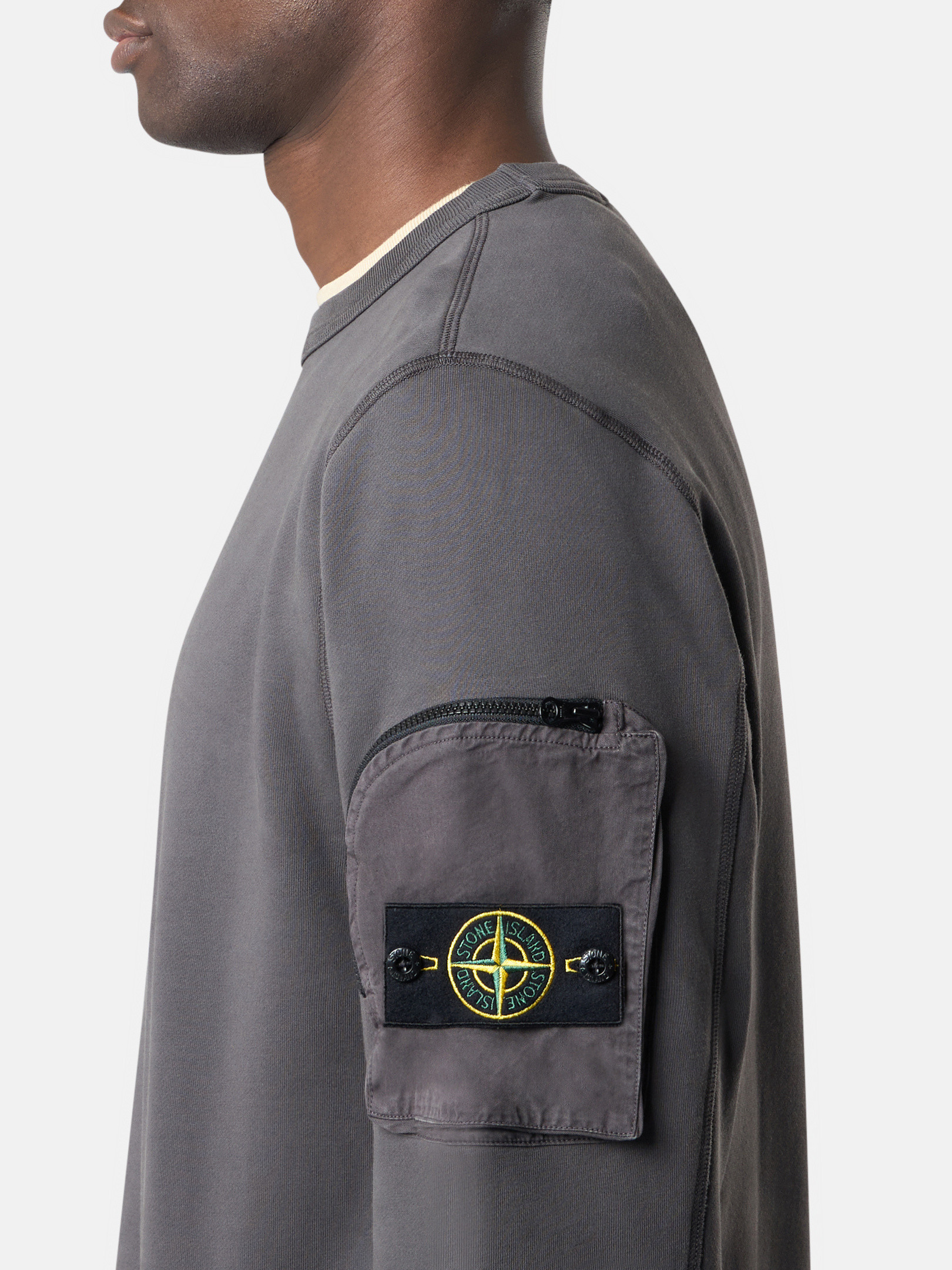 スウェット・トレーナー STONE  Crew-neck sweatshirt with sleeve pockets Charcoal Grey 6100003 COTTON FLEECE Crewneck sweatshirt with