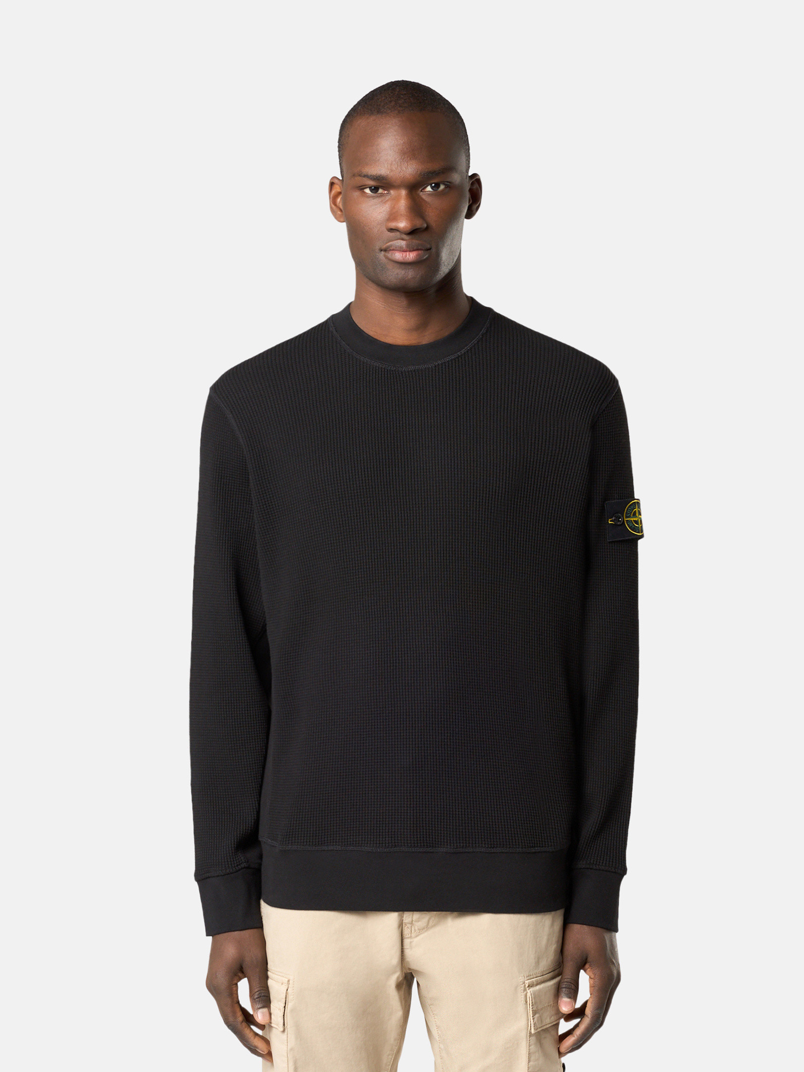 Black 6100008 ORGANIC COTTON WAFFLE FLEECE Crewneck