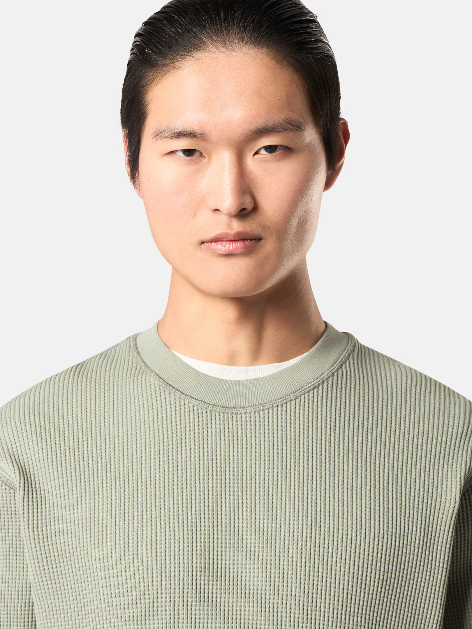 Sage Green 6100008 ORGANIC COTTON WAFFLE FLEECE Crewneck