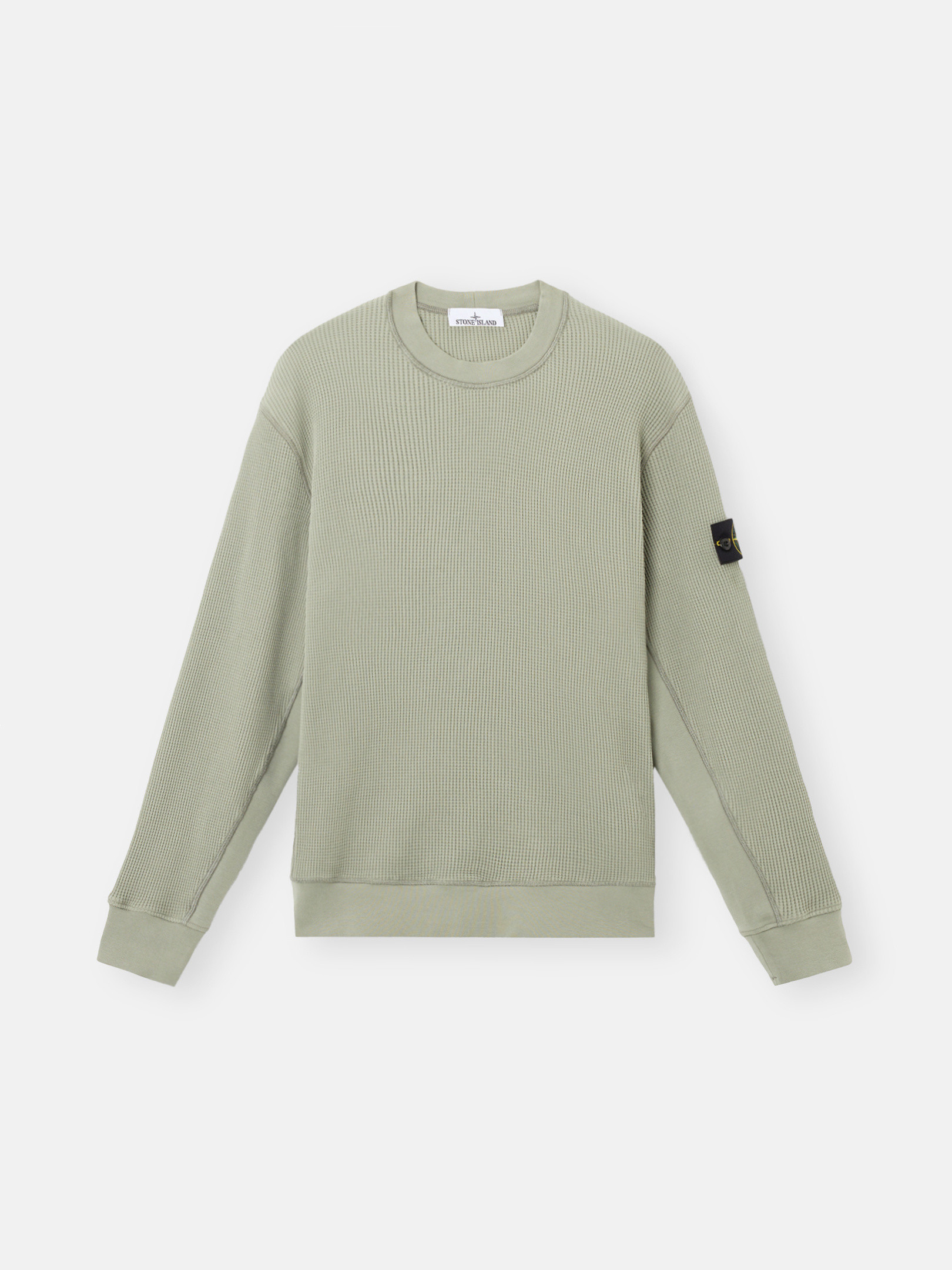 Sage Green 6100008 ORGANIC COTTON WAFFLE FLEECE Crewneck sweatshirt with ribbed details Stone Island CA