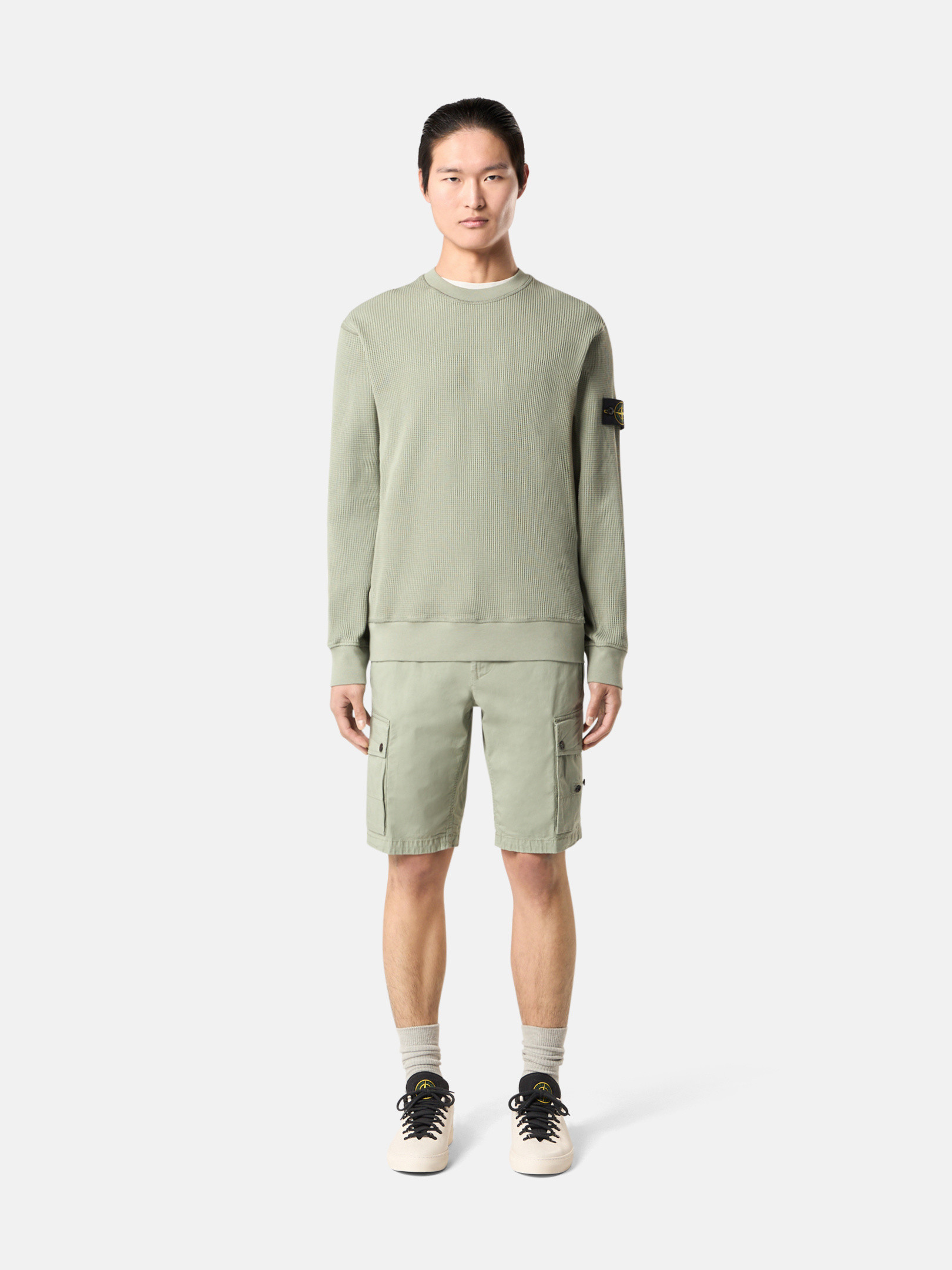 STONE  ★ COTTON FLEECE SWEATSHIRT [正規品/関税込] Stone Island Ghost Organic Cotton Fleece Sweatshirt Black at