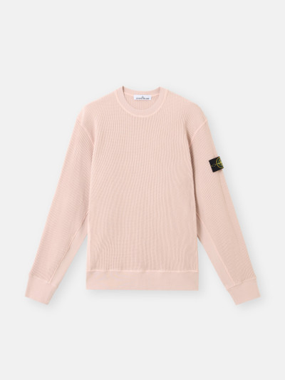 STONE ｜ (6100008 Organic Cotton Waffle Fleece Swe Black Crewneck sweatshirt with ribbed details 6100008