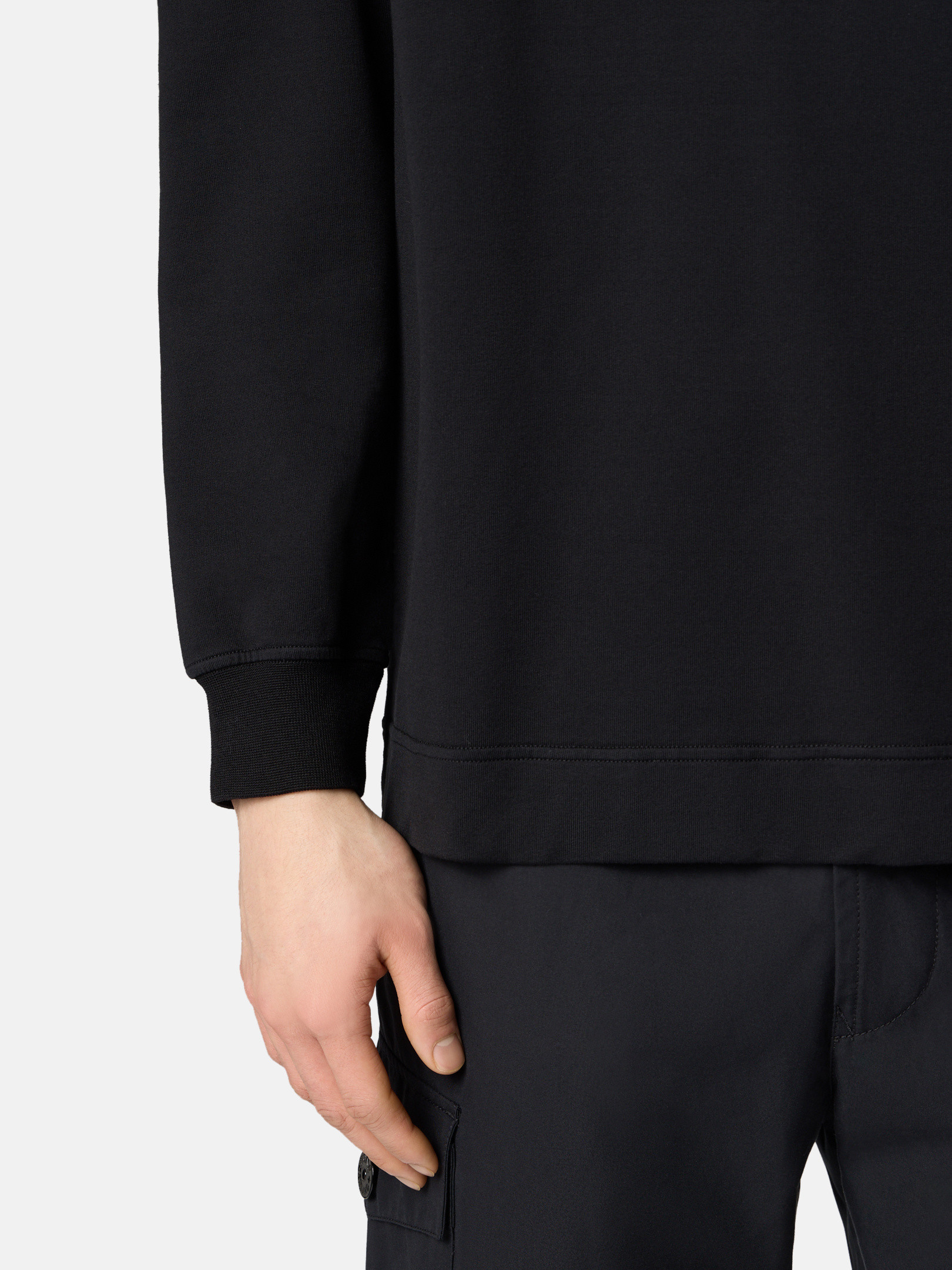 Stone  Ghost 6100011 コットン スウェット ブラック 6100011 COTTON STRETCH FLEECE_STONE ISLAND GHOST