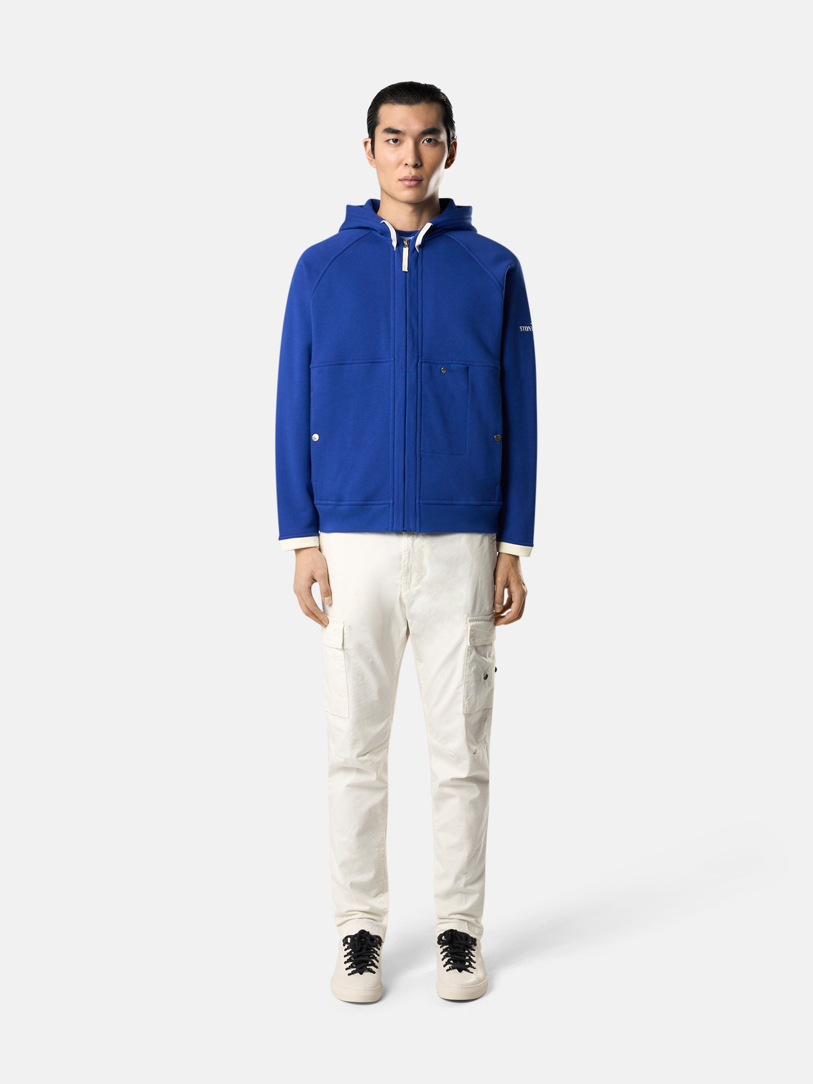 Bright Blue Oversized fit full zip sweatshirt with contrast