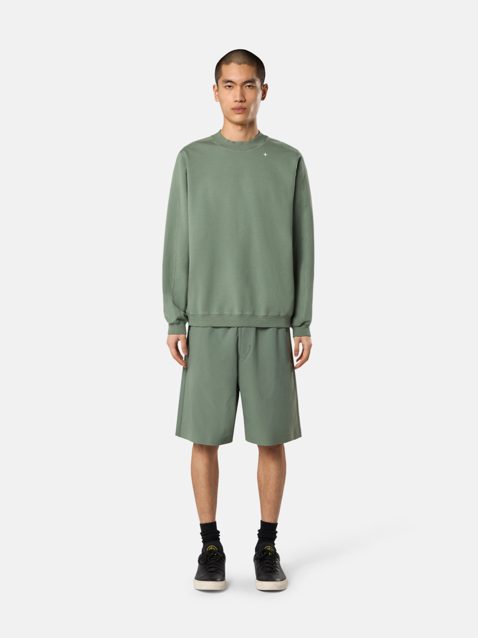 Musk Green 6100017 COTTON STRETCH FLEECE_STONE ISLAND