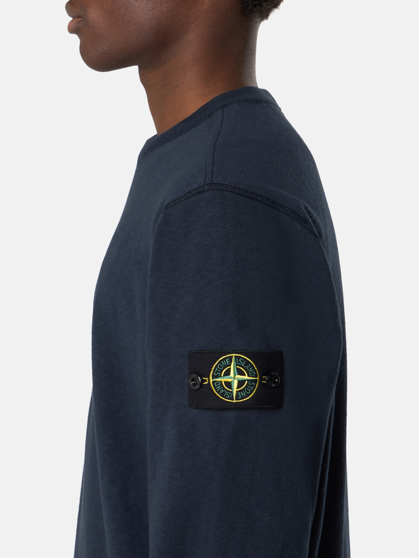 STONE ｜ (6100020 Malfile Fleece 'OLD' Effect Crew Navy Blue 6100020 MALFILÉ FLEECE 'OLD' EFFECT Crewneck