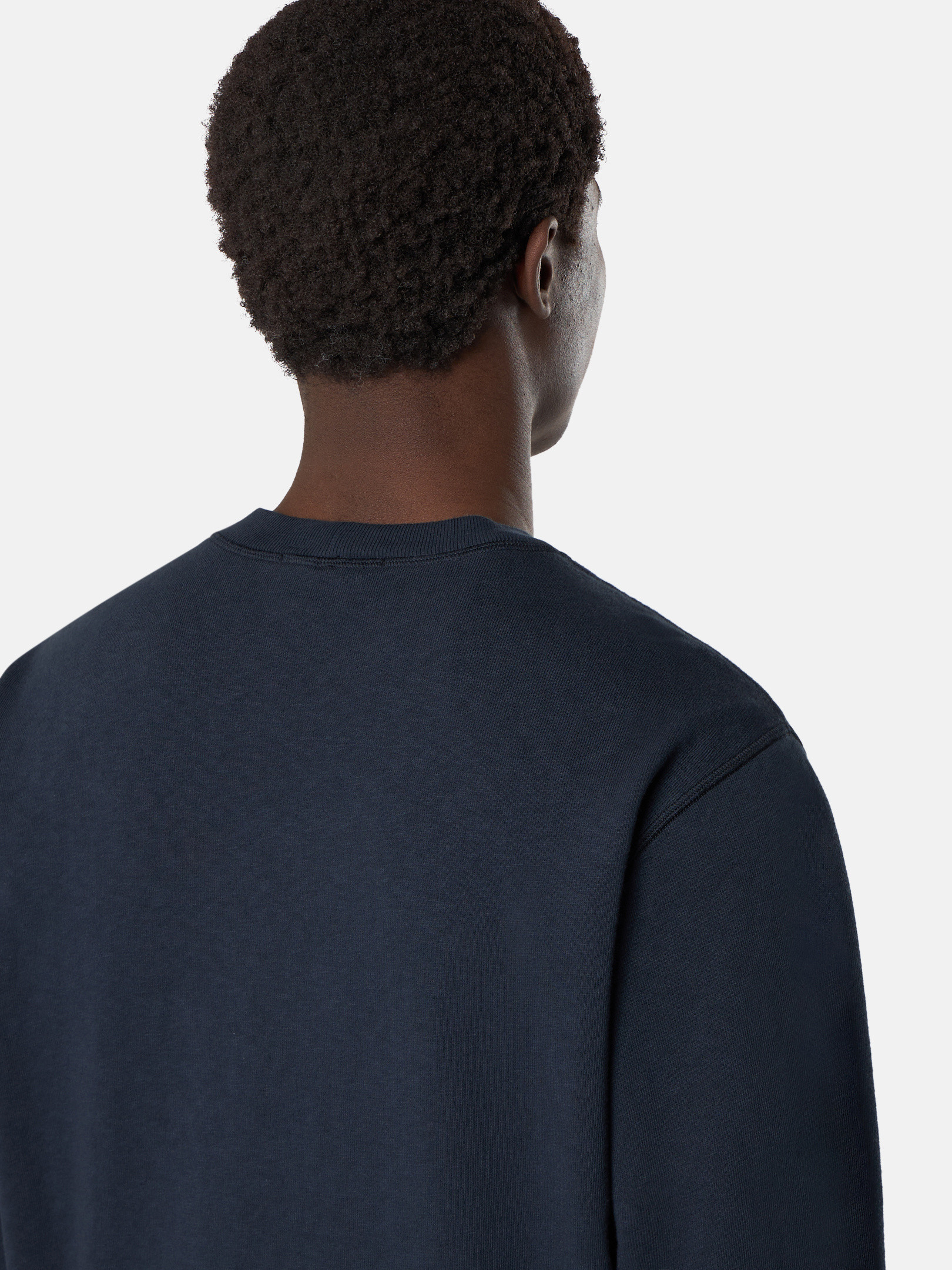STONE ｜ (6100020 Malfile Fleece 'OLD' Effect Crew Navy Blue 6100020 MALFILÉ FLEECE 'OLD' EFFECT Crewneck