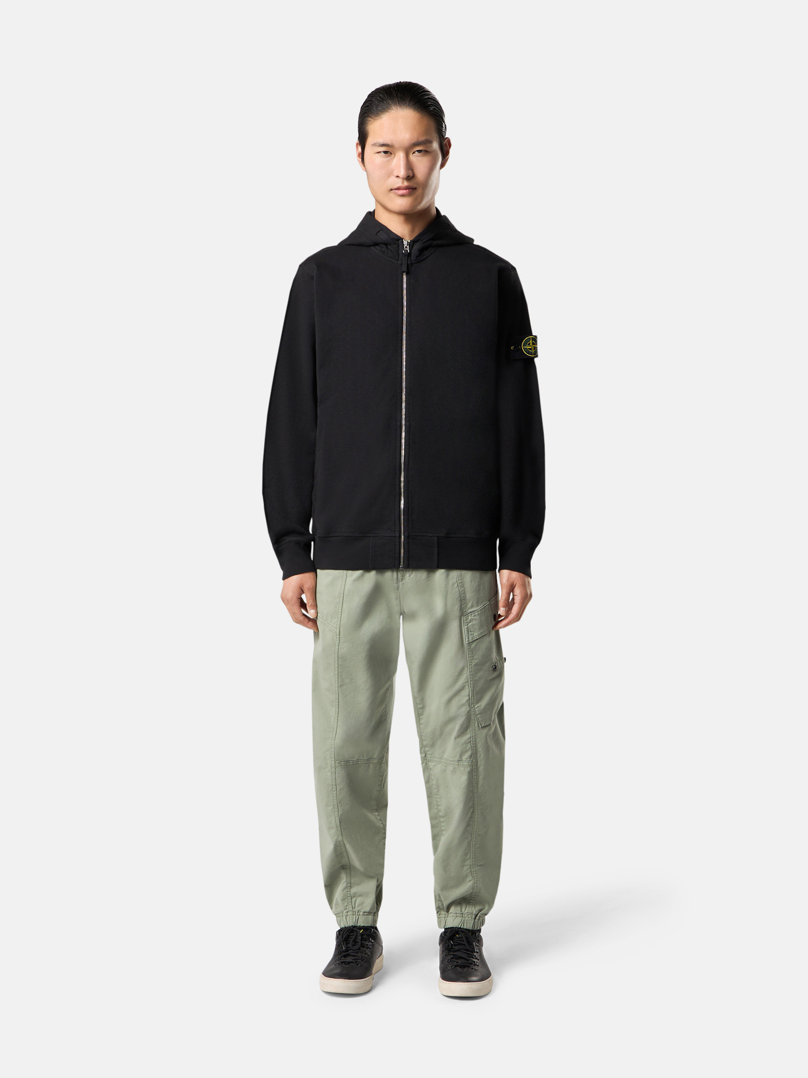 スウェット・トレーナー STONE  Cotton Fleece Hooded Sweatshirt 5SH004 Navy Blue 6100042 ORGANIC COTTON FLEECE Hooded sweatshirt