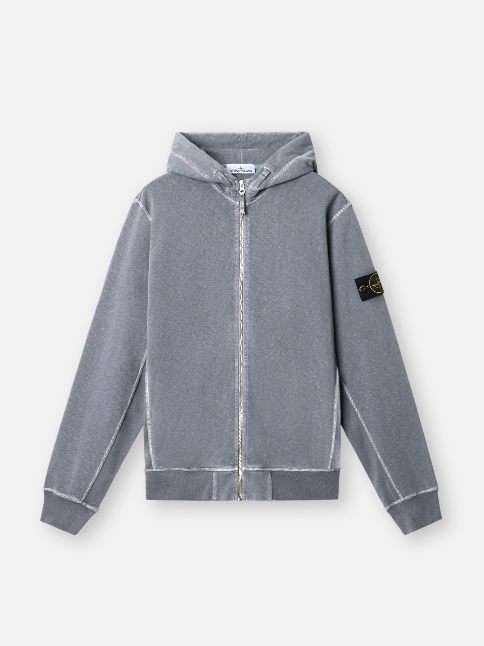 STONE ｜HOOD/ZIP-UP (64151 Cotton Fleece Hooded Sw Stone Island - White Stretch Cotton Zip Up Hoodie