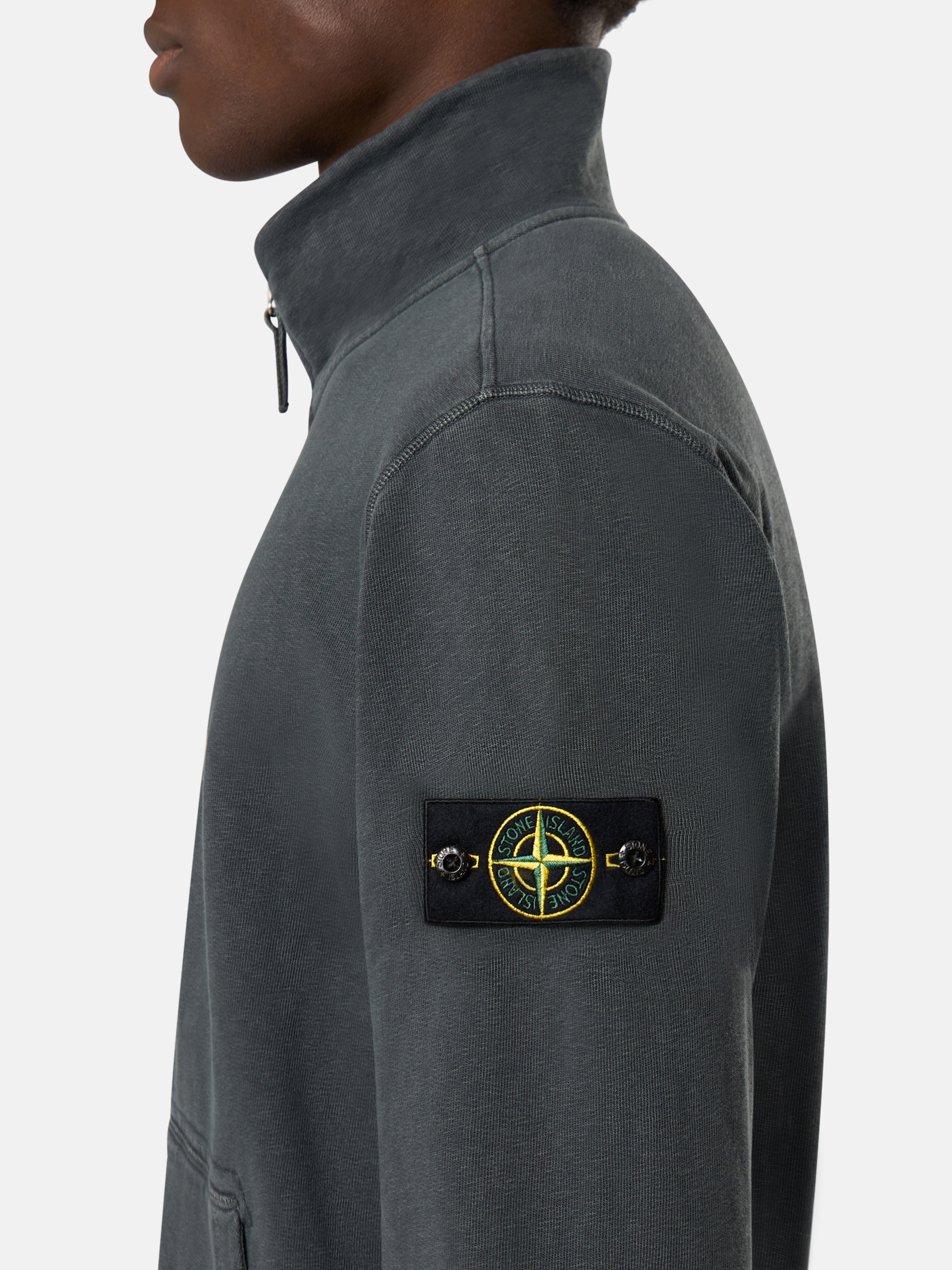【関税・送料込】STONE  6100022 スラブコットン フリース チャコールグレー フルファスナー スウェットシャツ スラブ